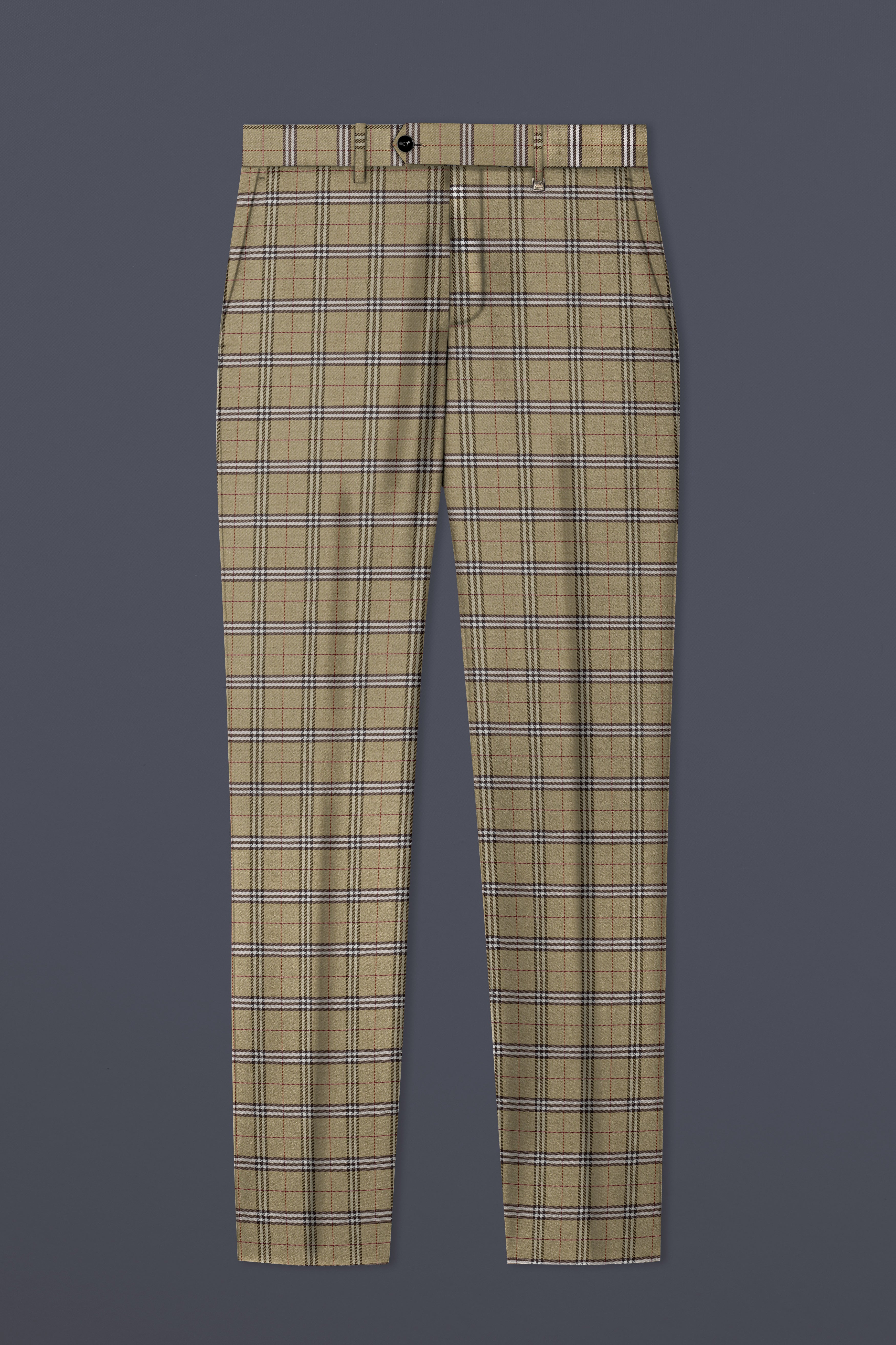 Sandrift Cream with White Plaid Wool Blend Suit