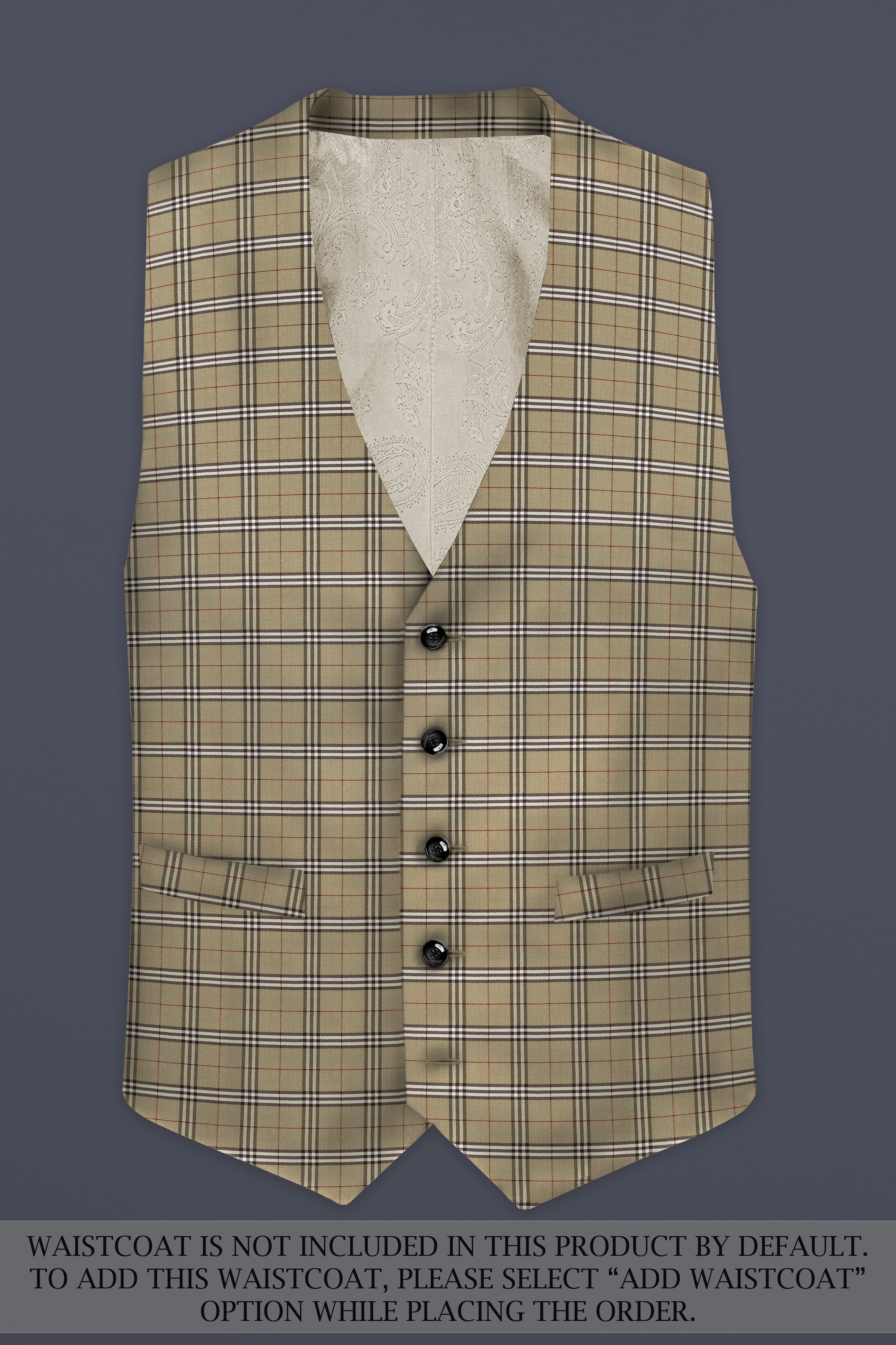 Sandrift Cream with White Plaid Wool Blend Suit