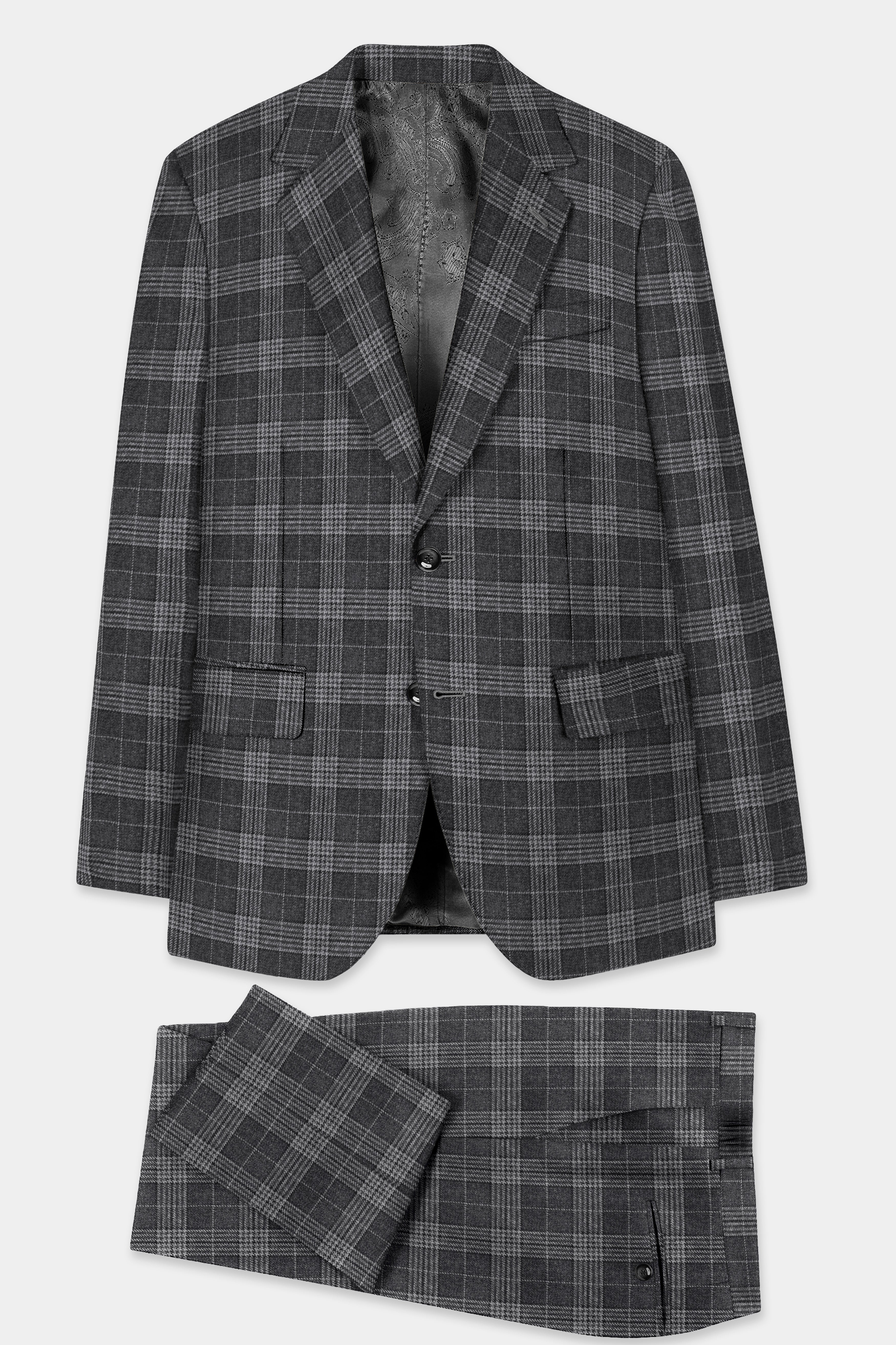 Heavy Metal Gray Plaid Tweed Suit