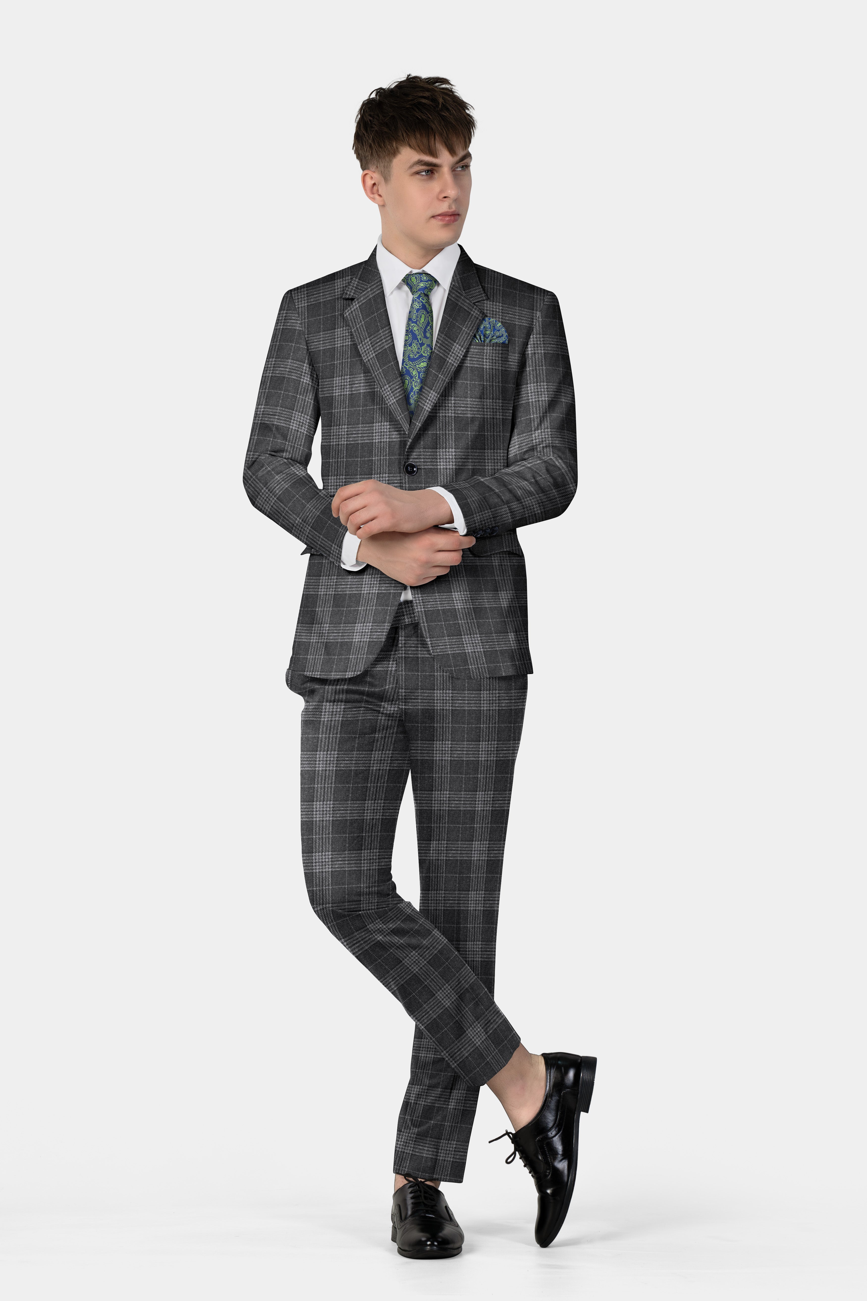 Heavy Metal Gray Plaid Tweed Suit