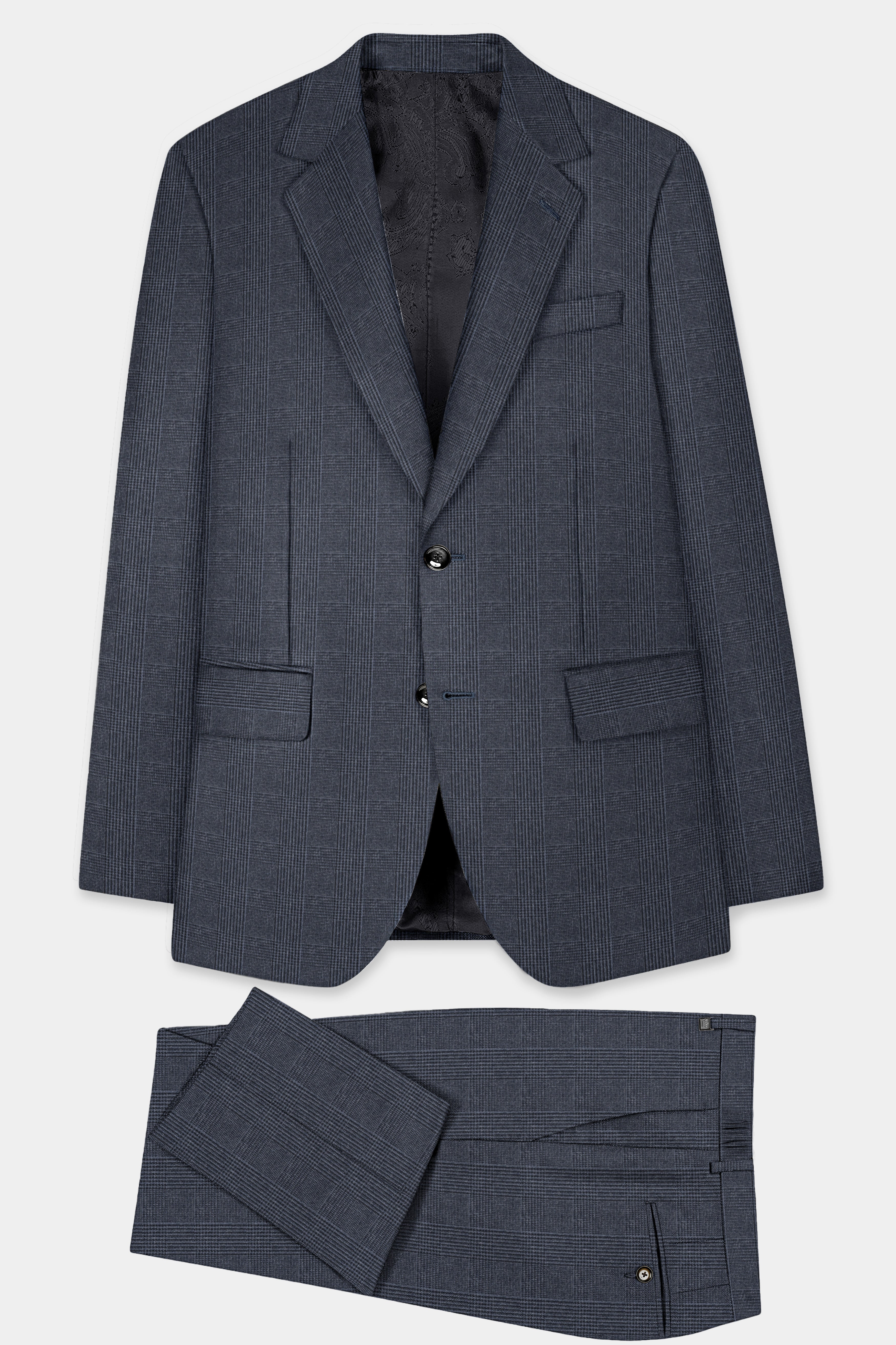 Gun Powder Gray Plaid Wool Blend Suit