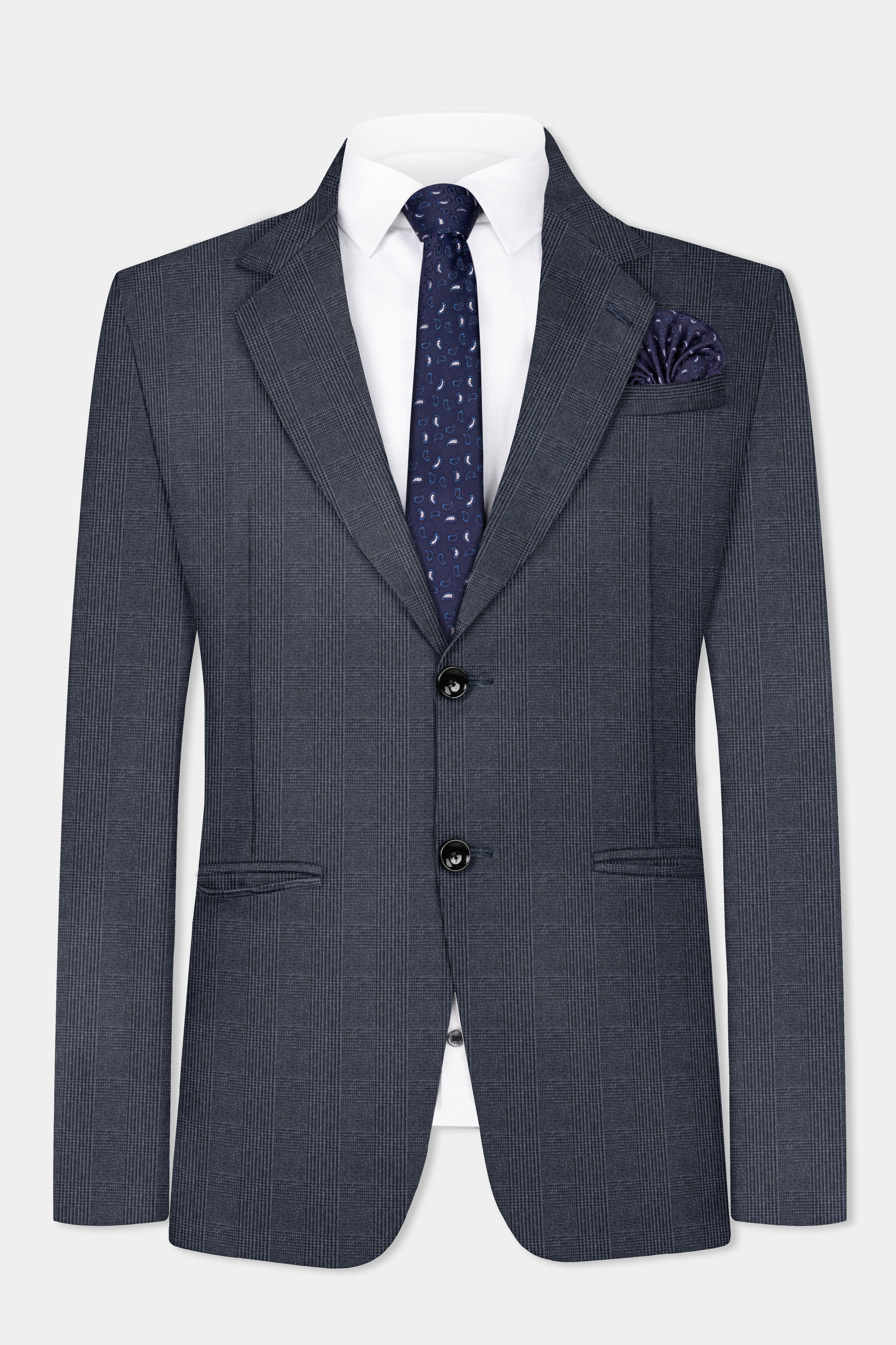 Gun Powder Gray Plaid Wool Blend Suit