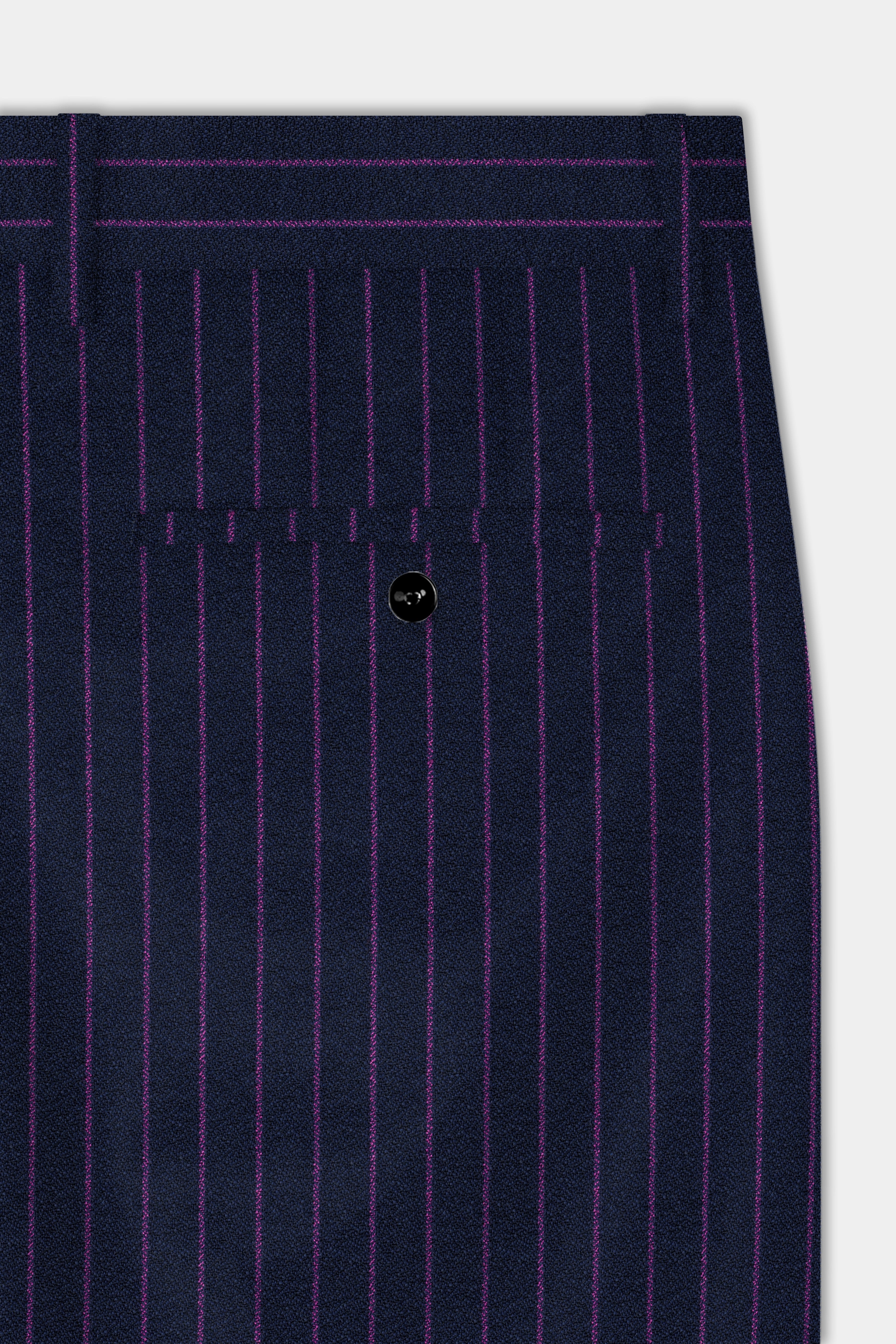 Steel Blue with Grape Purple Striped Wool Blend Double Breasted Suit