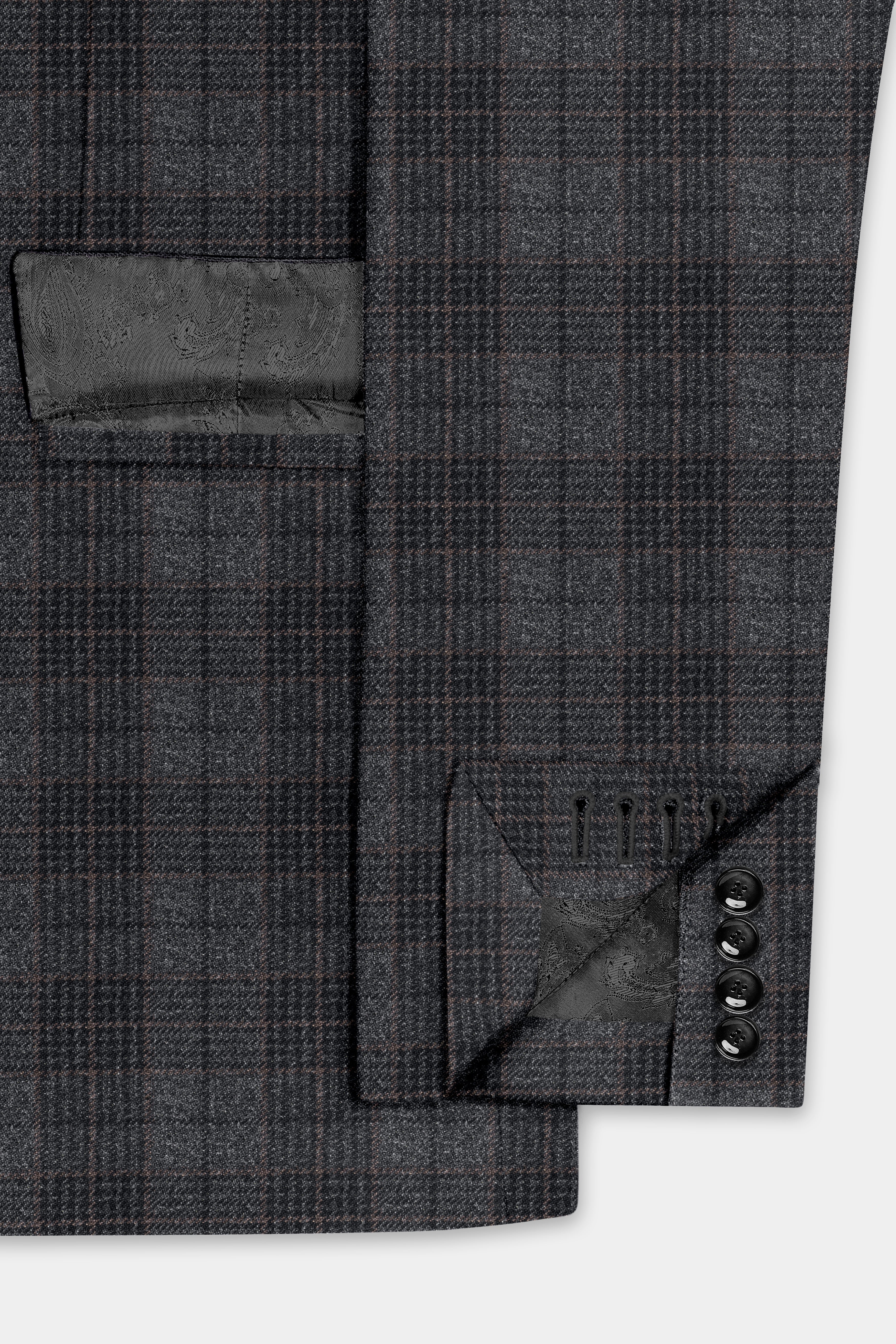 Charcoal Gray Plaid Tweed Suit