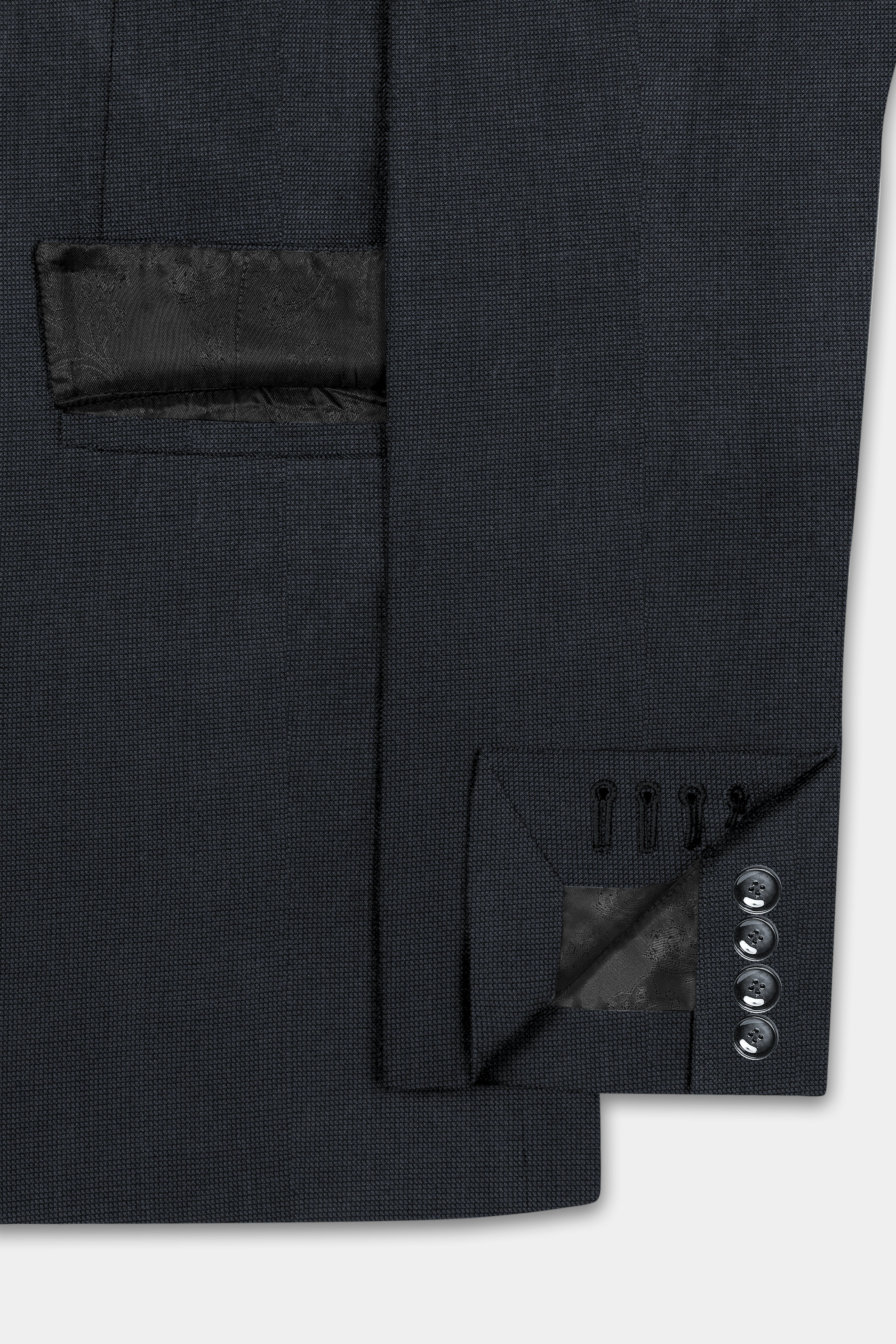 Jade Black Textured Wool Blend Suit