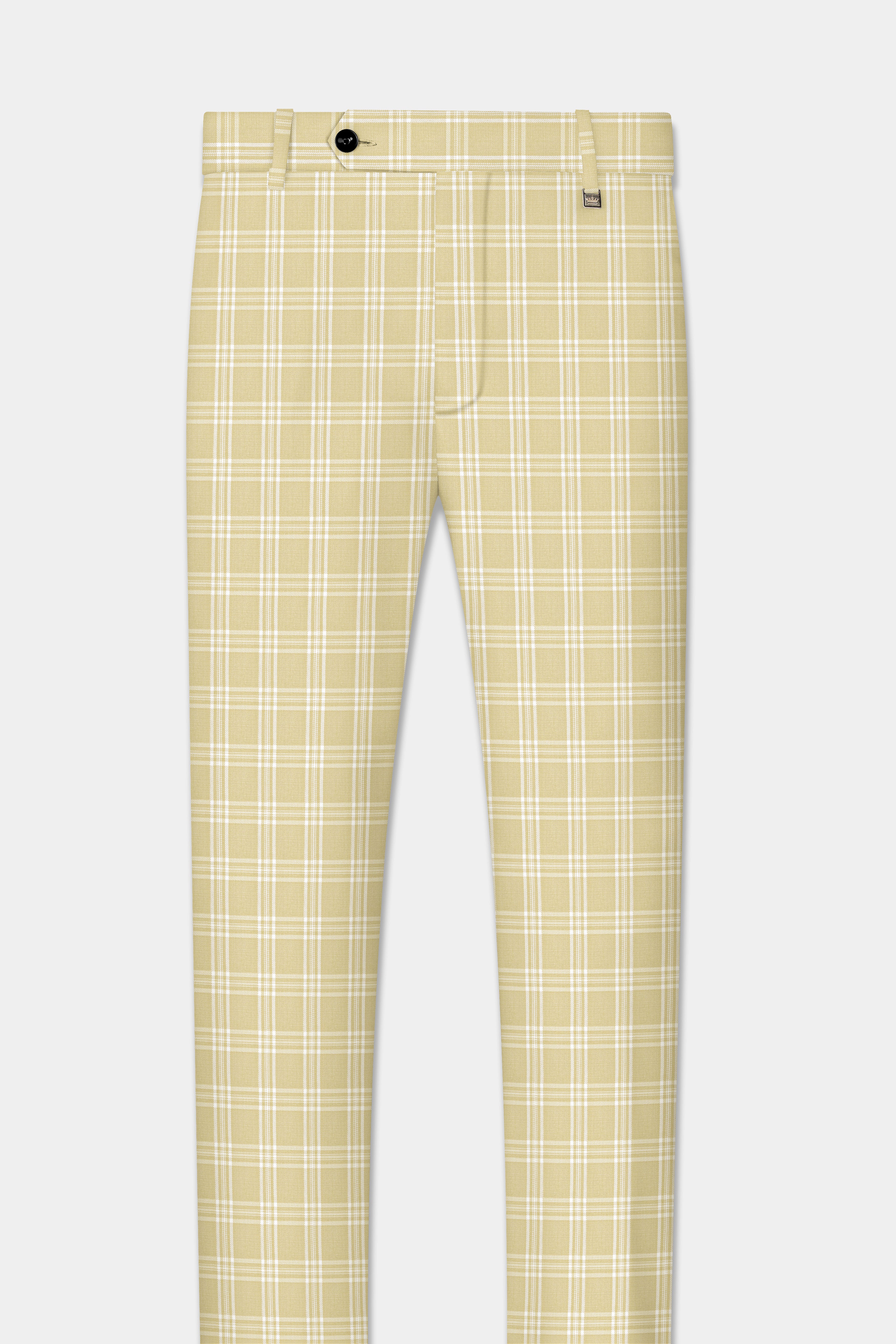 Desert Sand Cream Plaid Wool Blend Double Breasted Suit