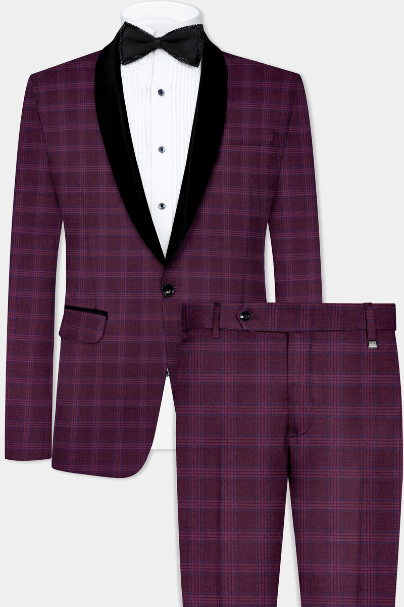 ECLIPSE WINE PLAID TUXEDO SUIT