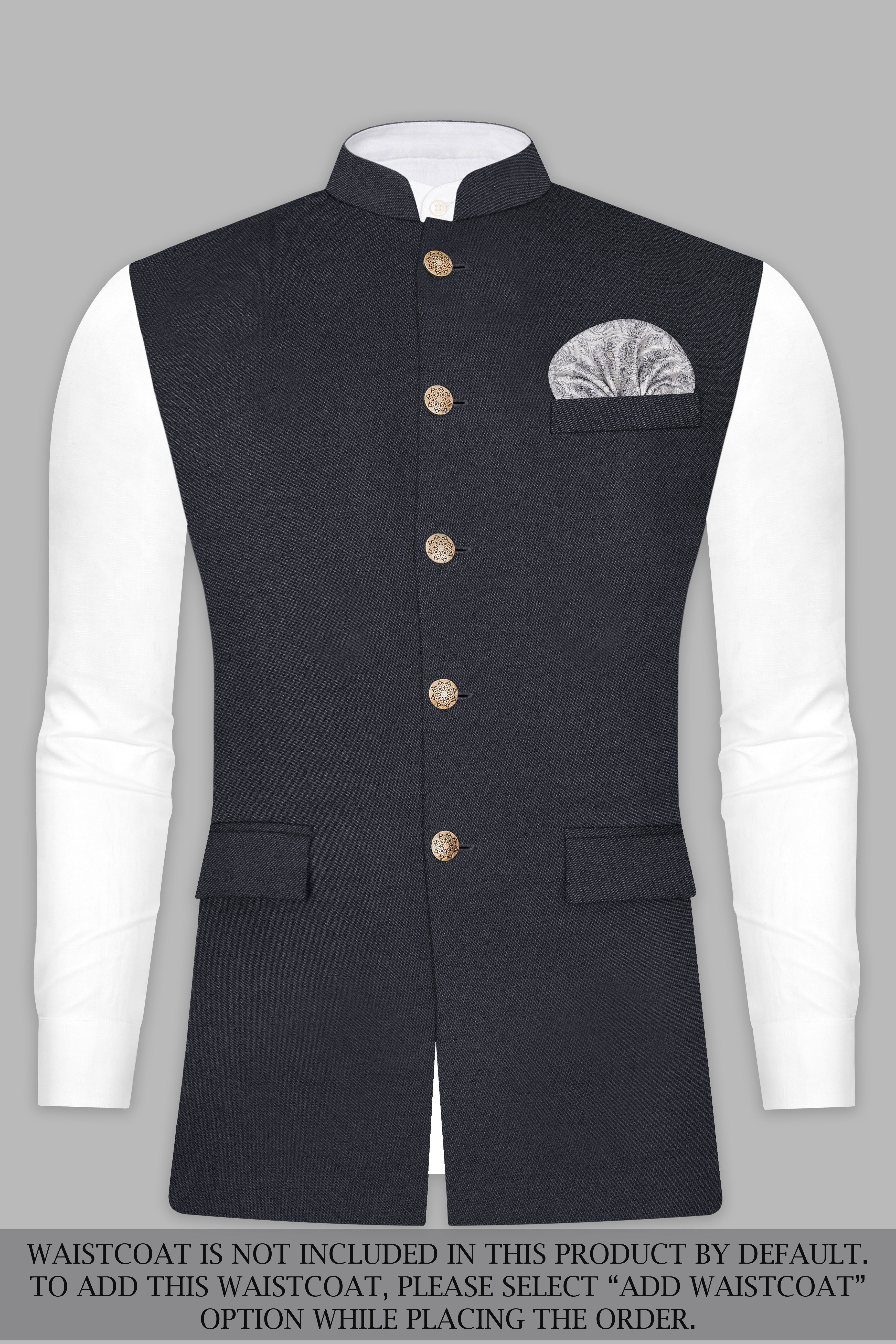 Piano Gray Wool Blend Bandhgala Suit