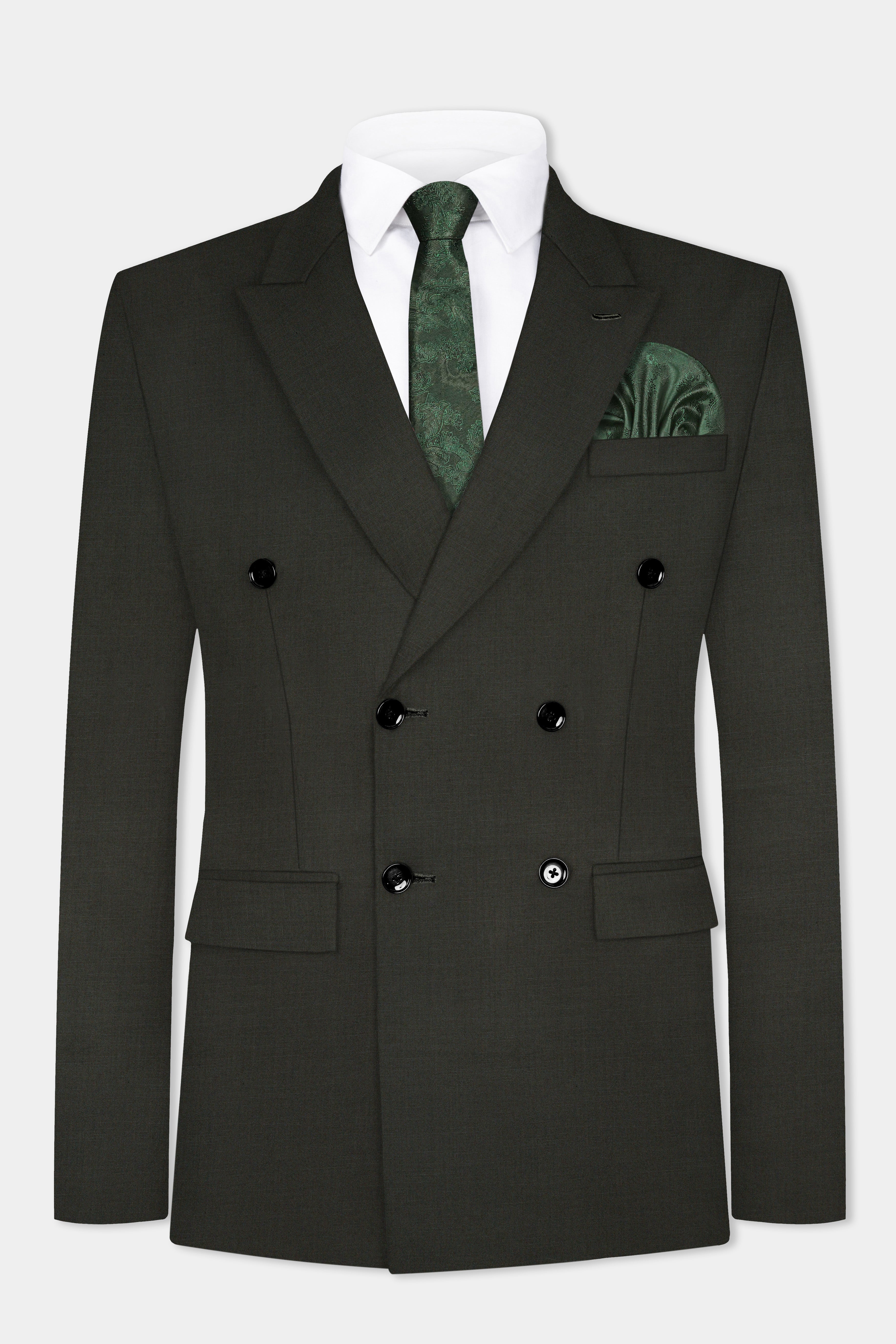 Rangoon Green Wool Blend Double Breasted Suit
