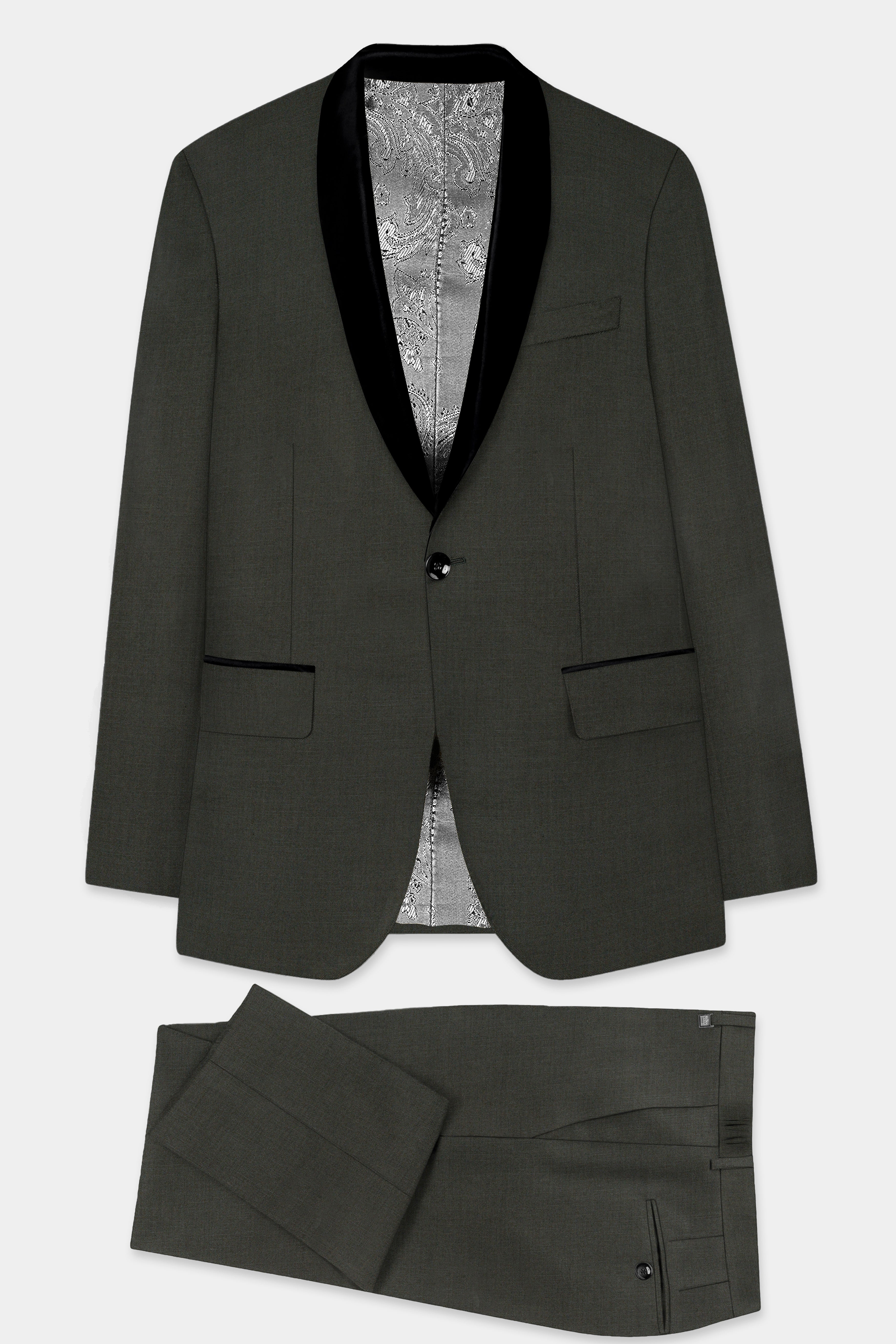 Rangoon Green Wool Blend Tuxedo Suit