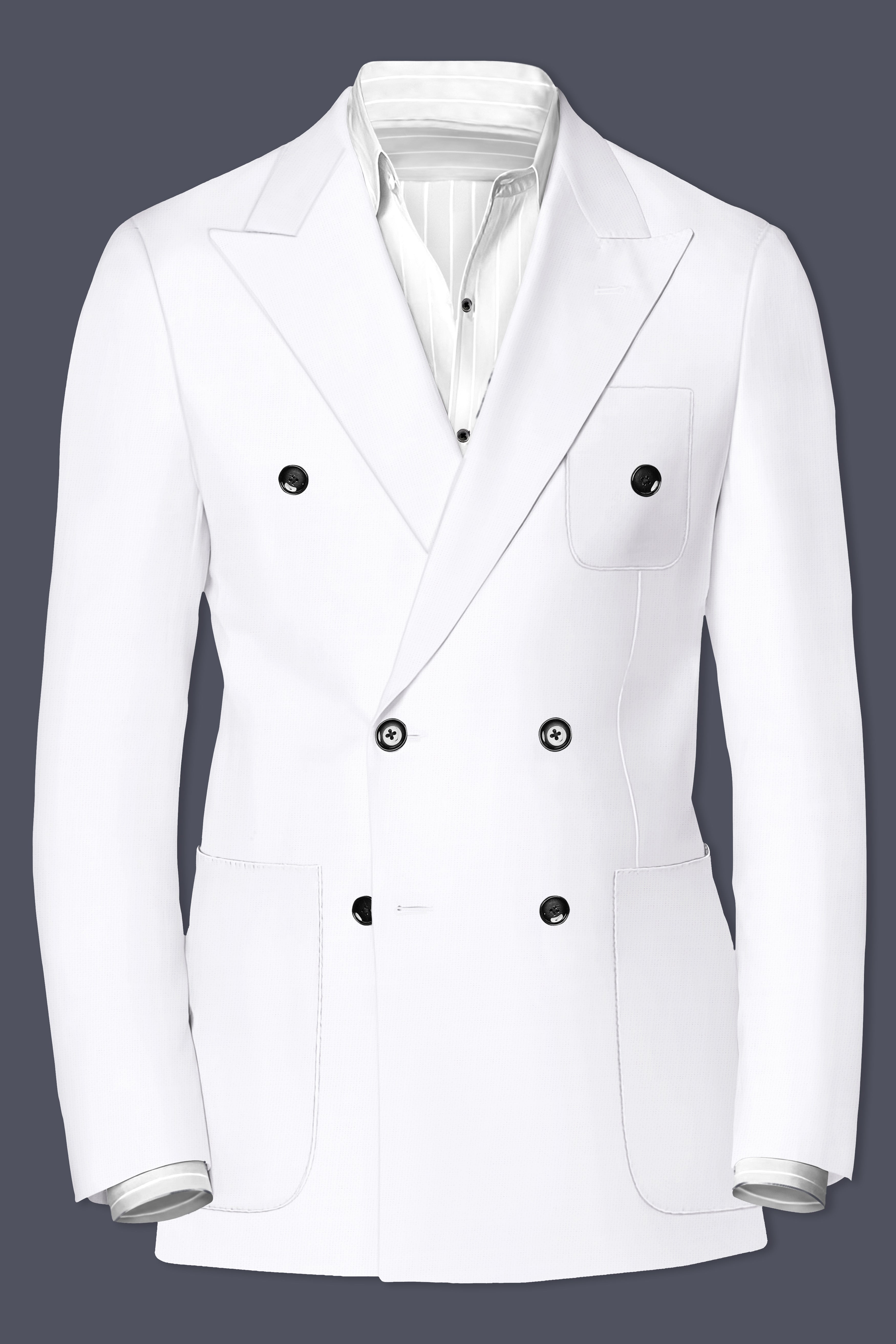 Snow White Luxurious Linen Double-breasted Sports Suit