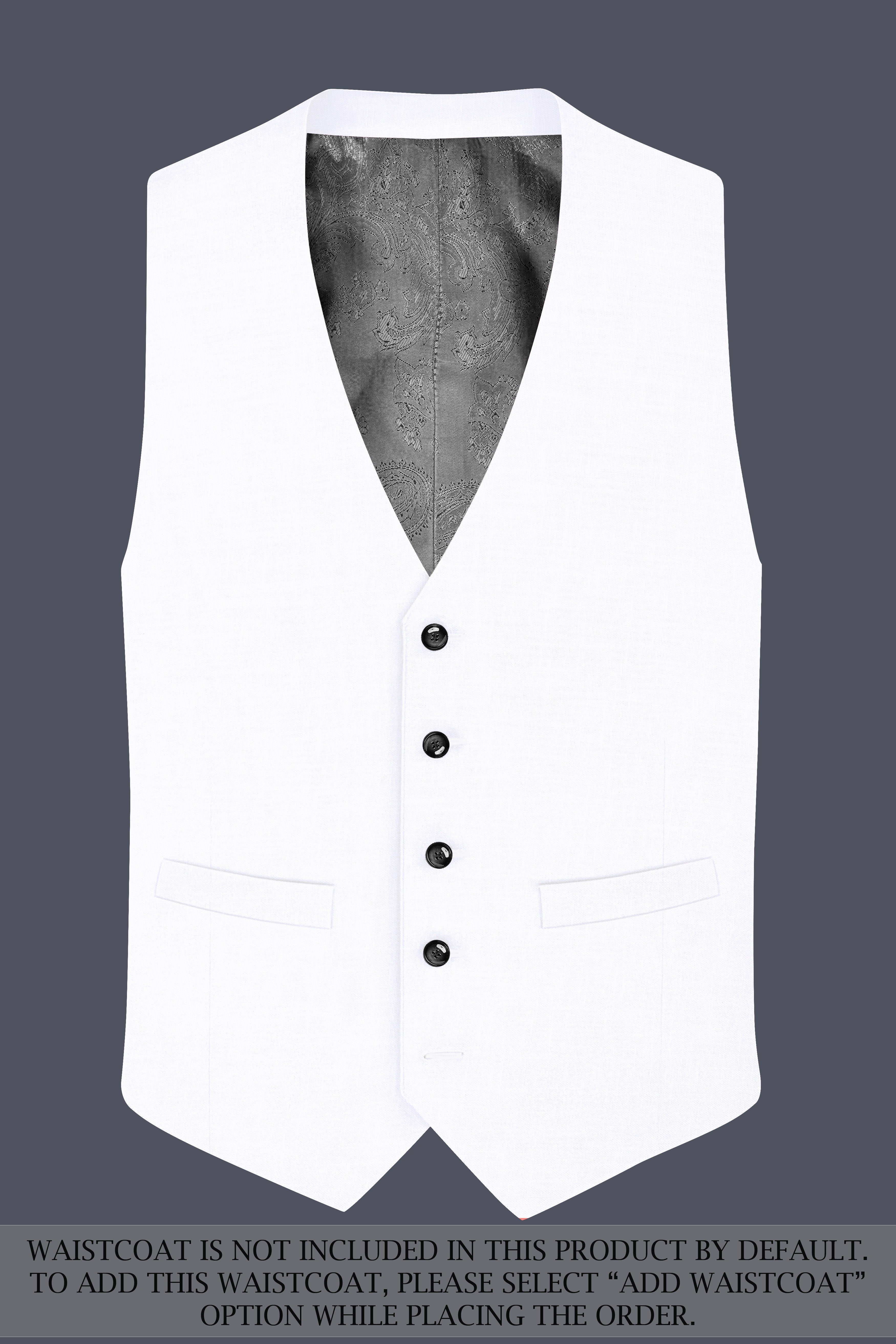 Snow White Plain-Solid Double Breasted Premium Linen Suits For Men
