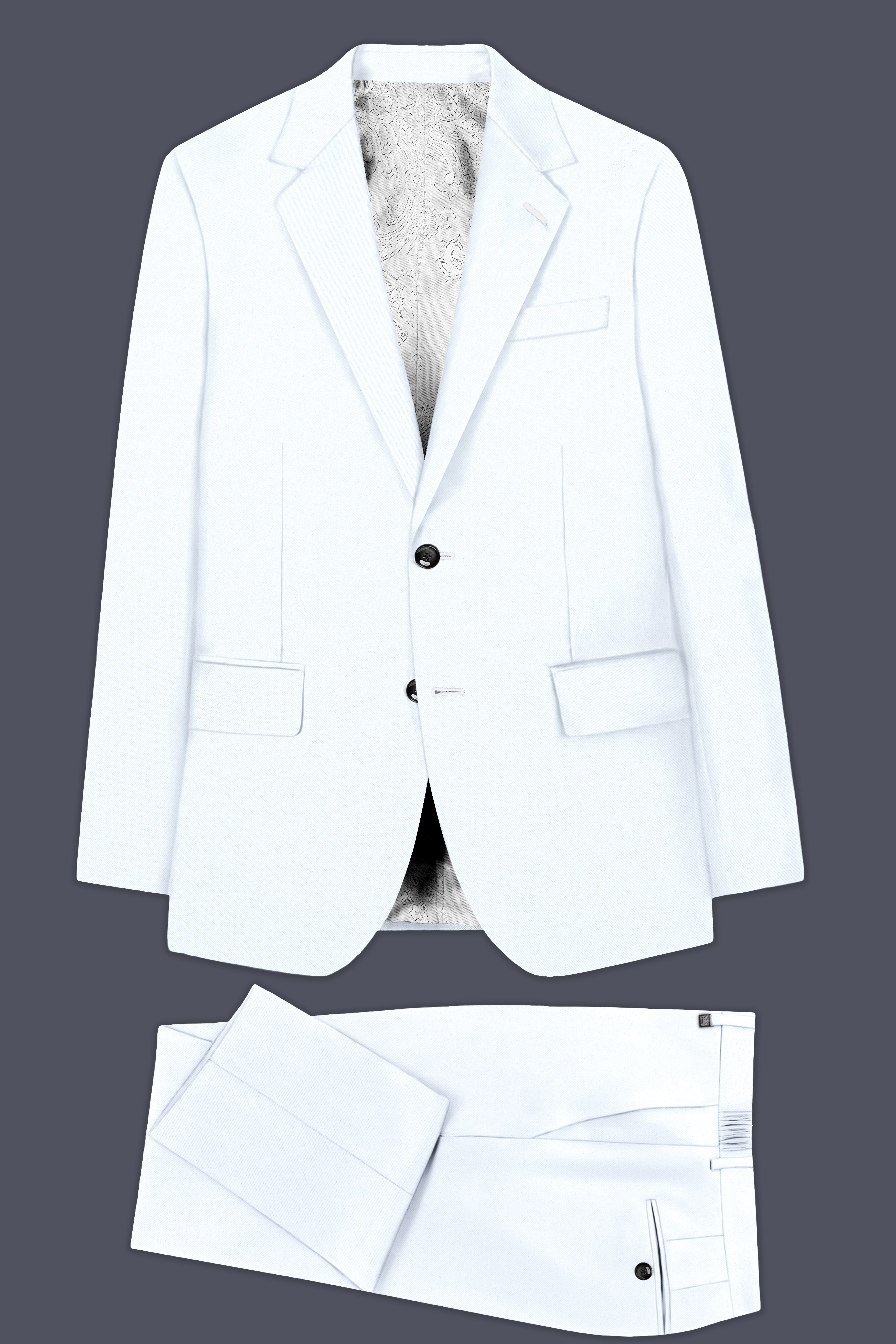 Bright White Stretchable Subtle Sheen Suit