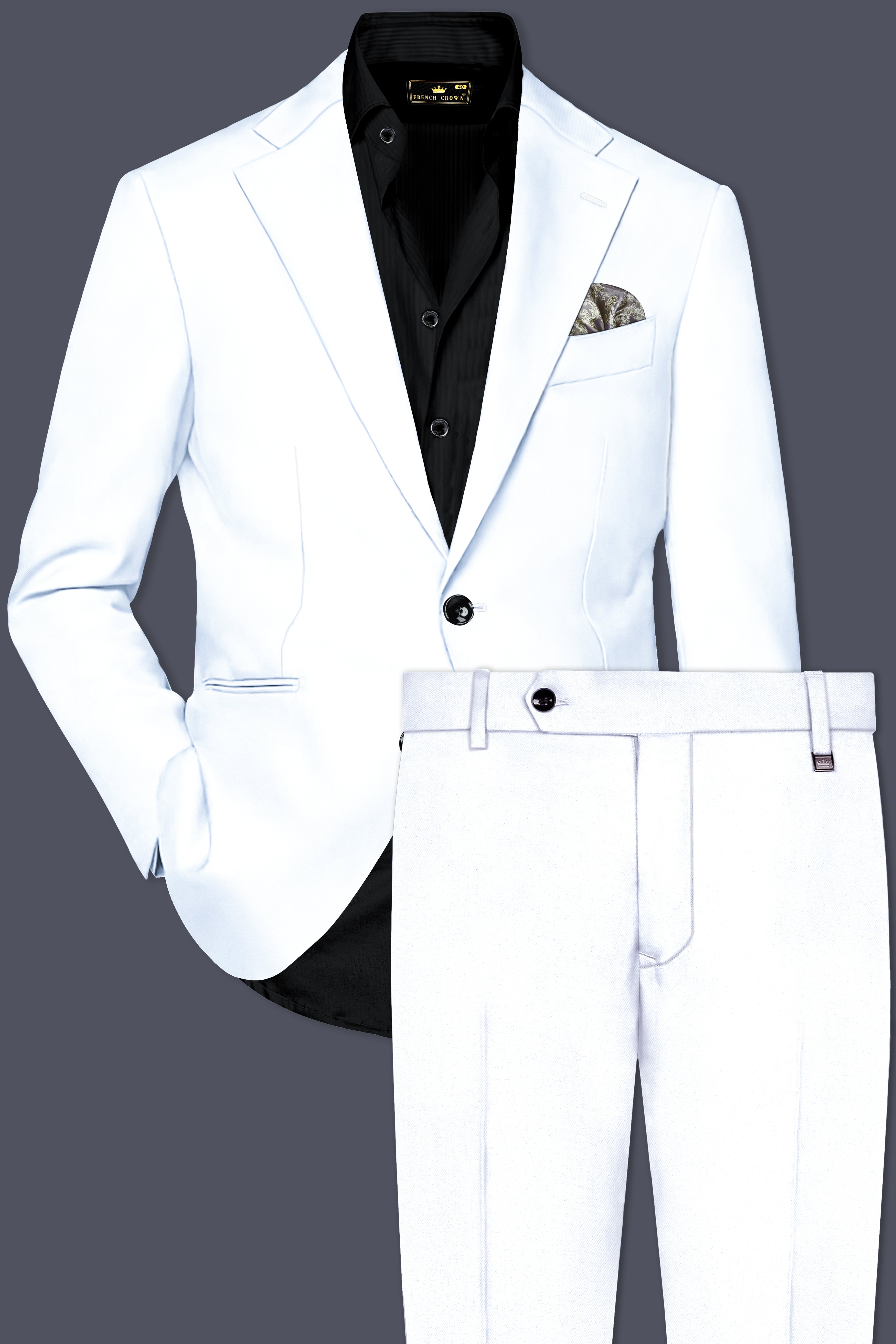 Bright White Stretchable Subtle Sheen Suit