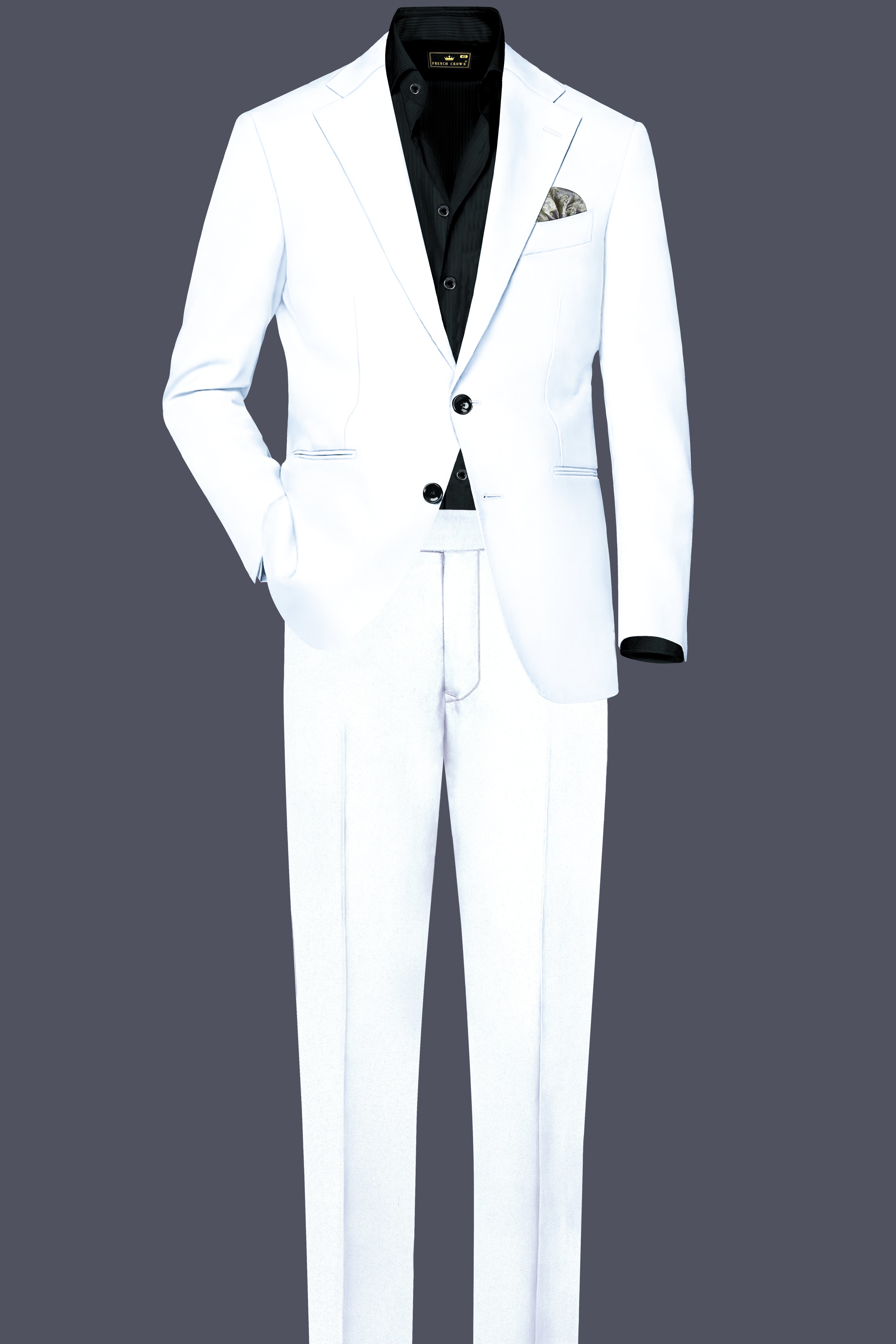 Bright White Ttextured Single Breasted Premium Terry Rayon