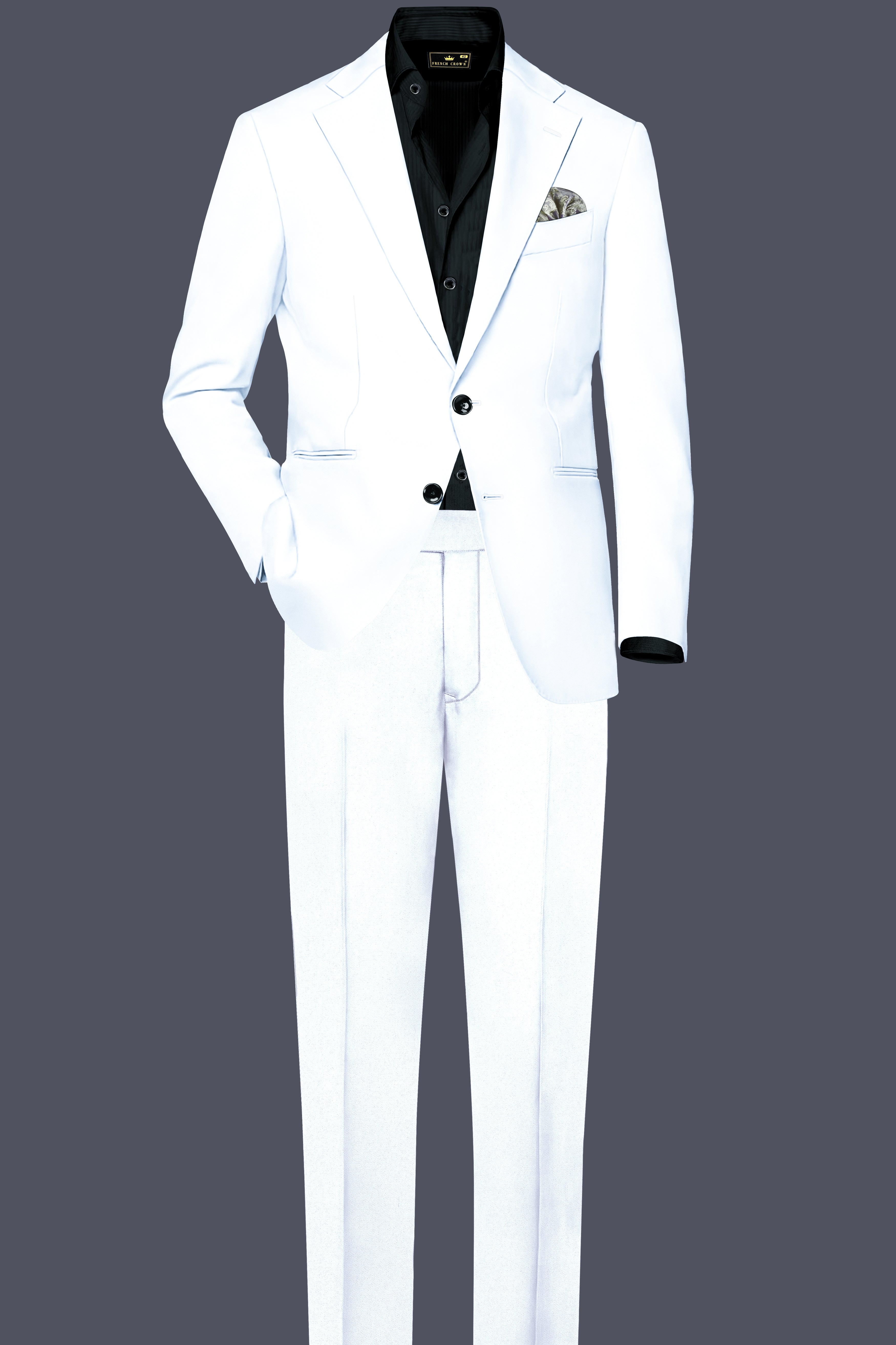 Bright White Stretchable Subtle Sheen Suit