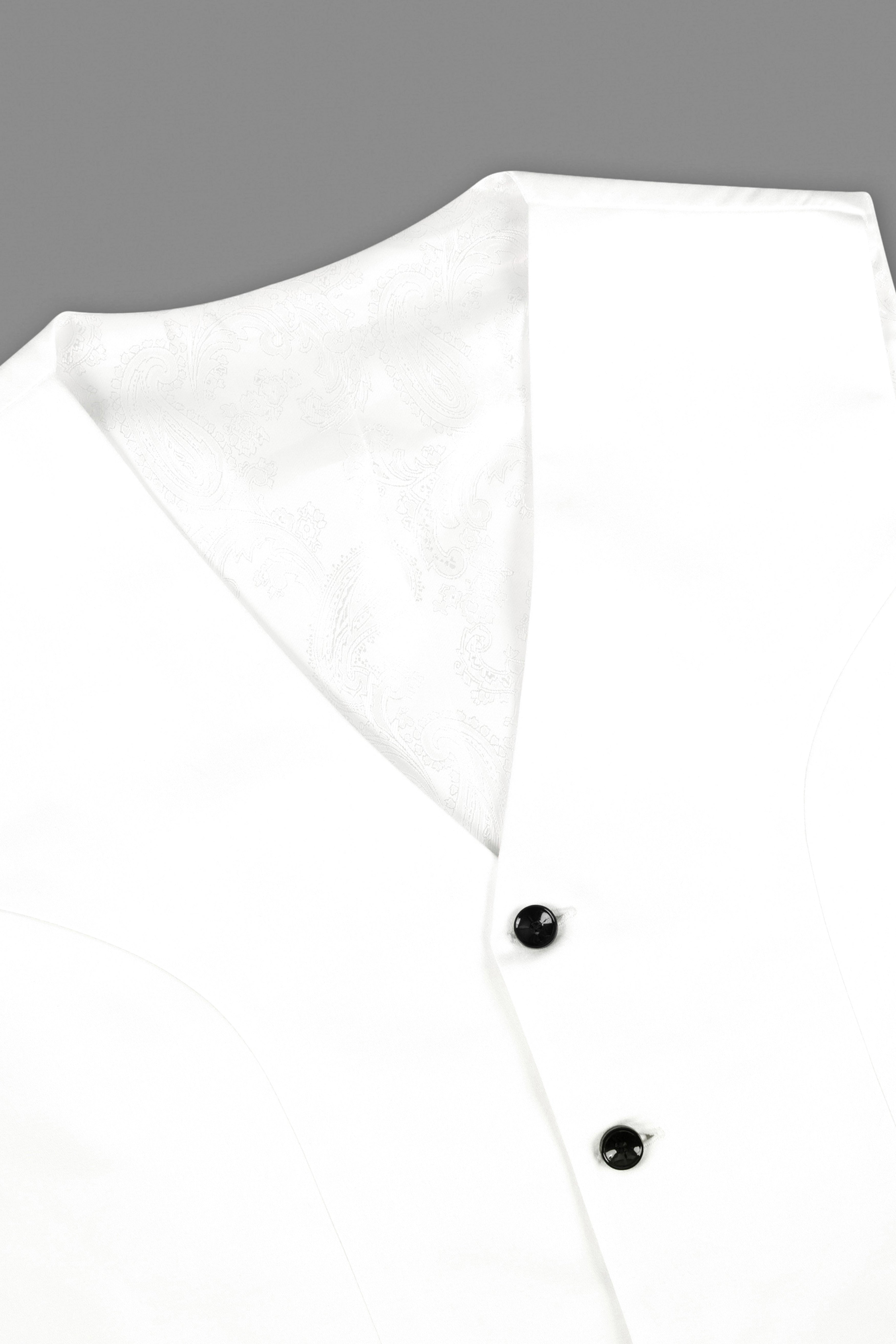 Bright White Subtle Sheen Cross Placket Bandhgala/Mandarin Suit