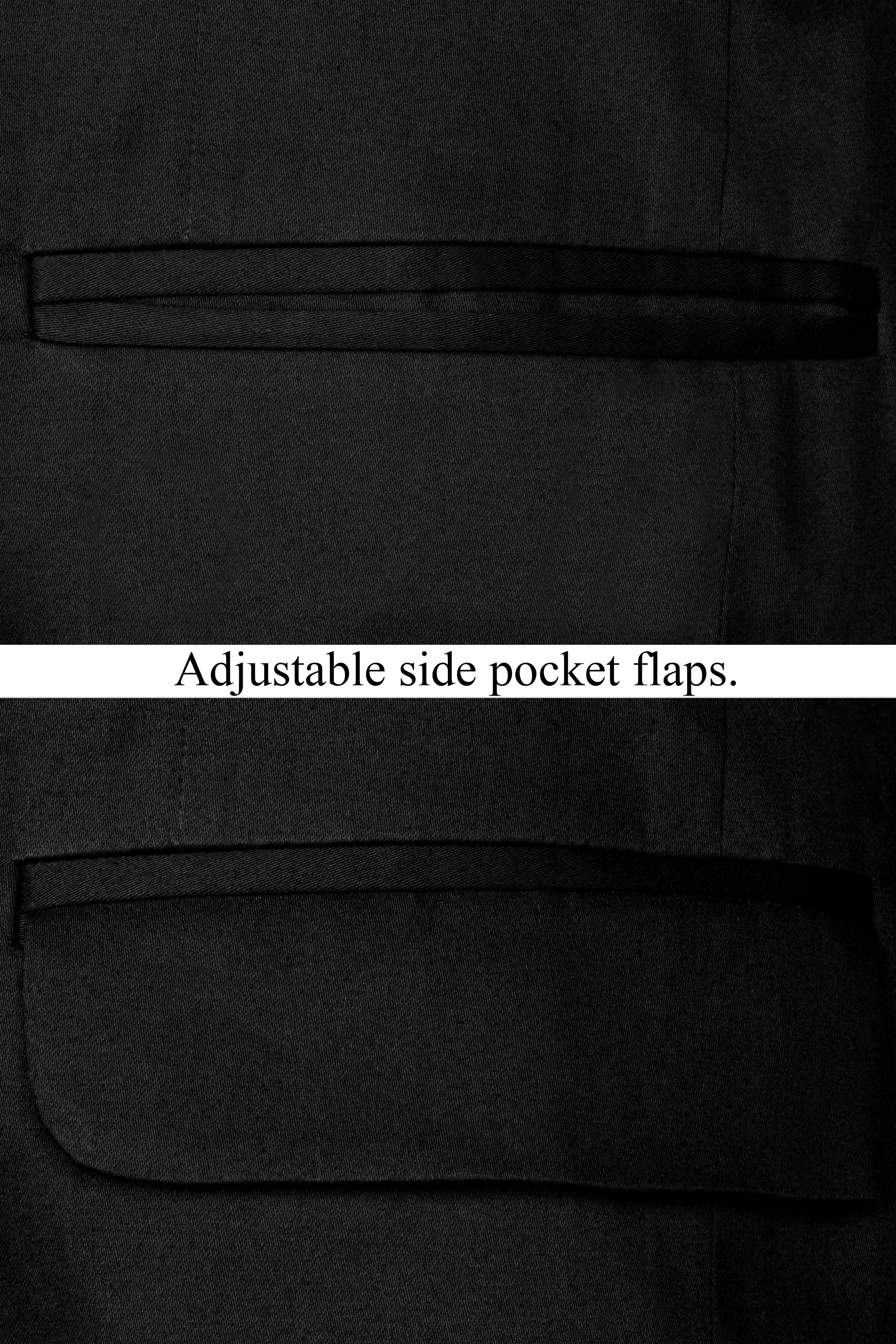 Jade Black Cross Placket Stretchable Premium Cotton Bandhgala traveler Suit