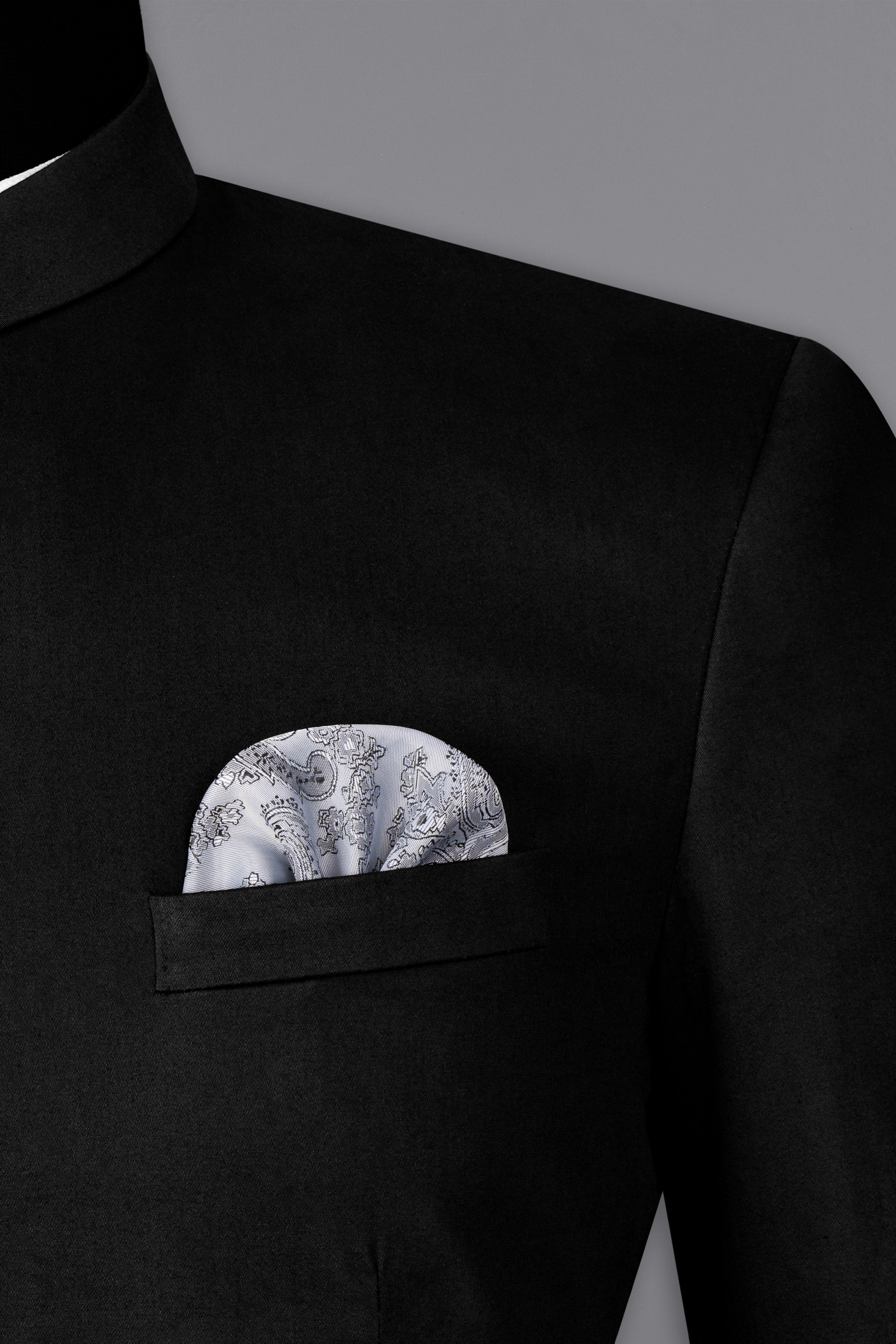 Jade Black Cross Placket Stretchable Premium Cotton Bandhgala traveler Suit