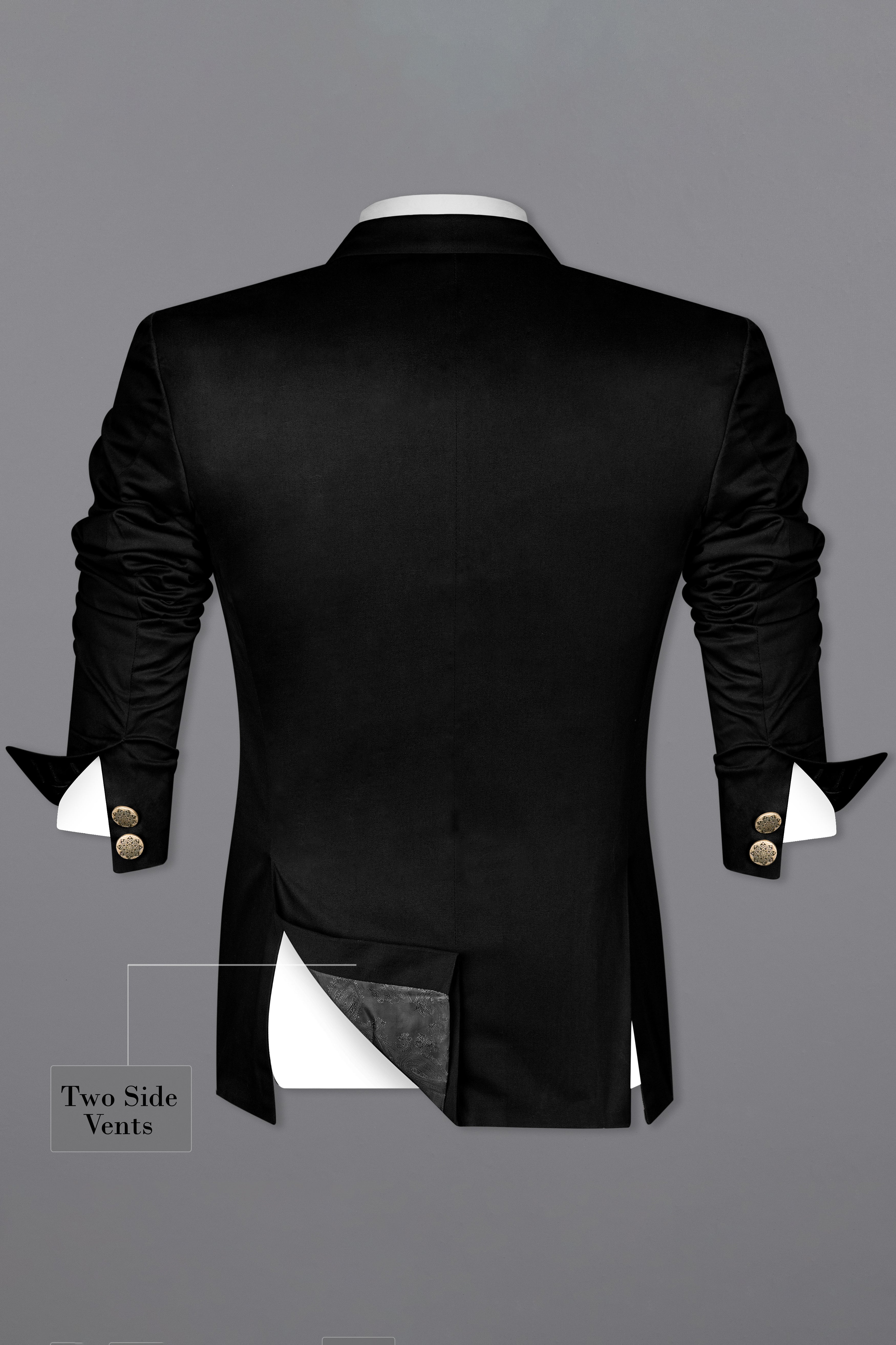 Jade Black Cross Placket Stretchable Premium Cotton Bandhgala traveler Suit