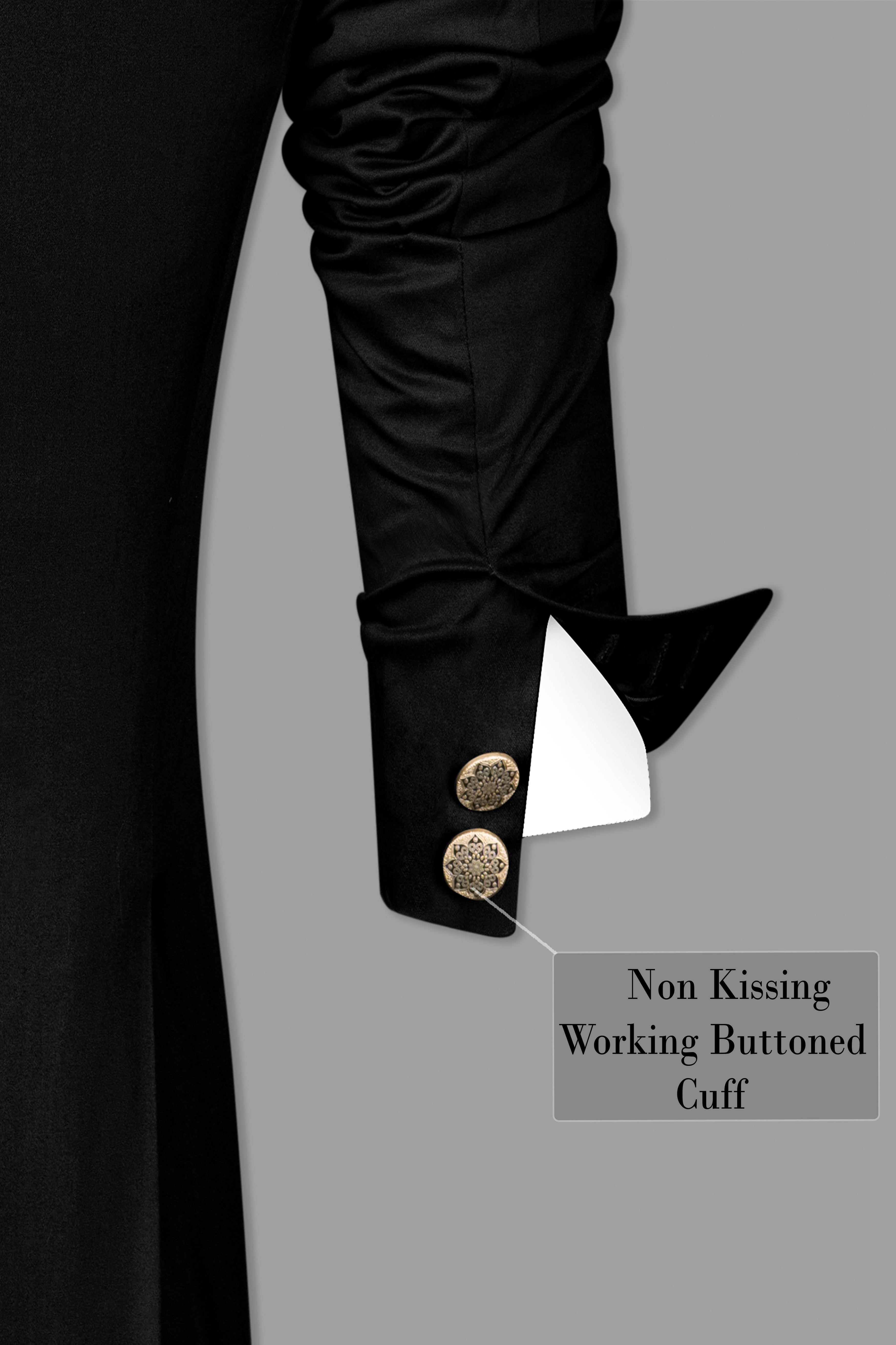 Jade Black Cross Placket Stretchable Premium Cotton Bandhgala traveler Suit