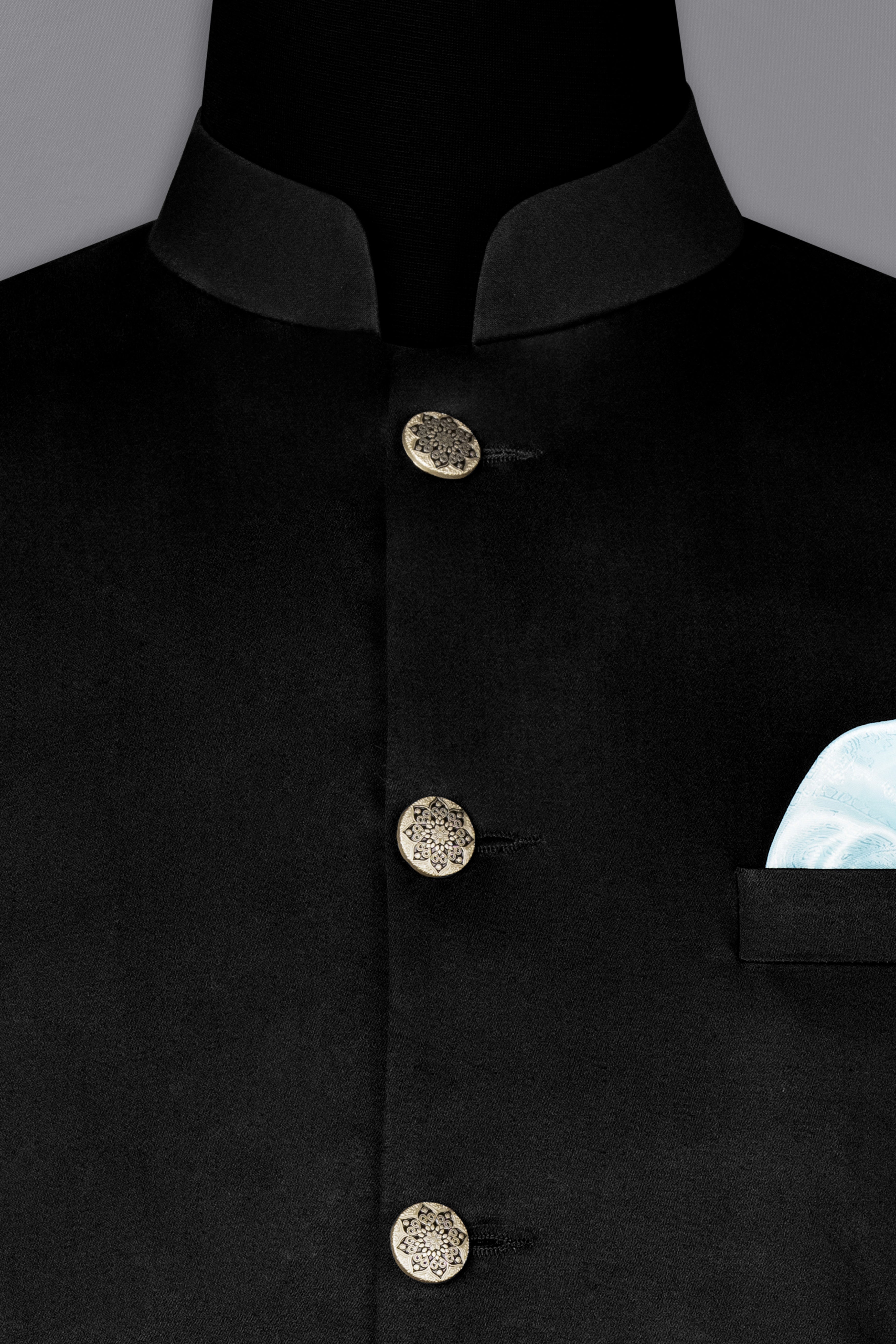 Jade Black Cross Placket Stretchable Premium Cotton Bandhgala traveler Suit