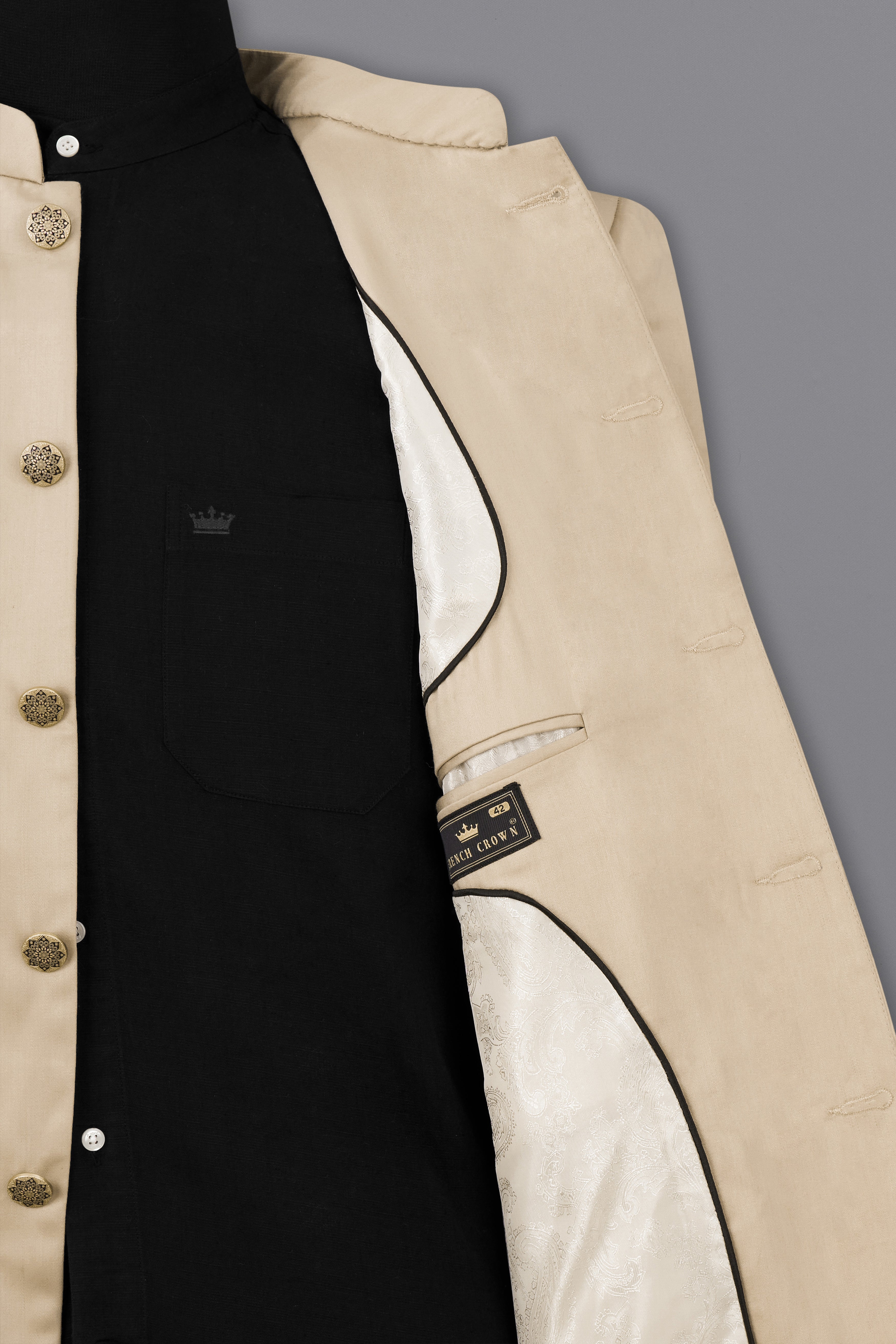 Hazelnut Subtle Sheen Wool rich Bandhgala/Mandarin Suit