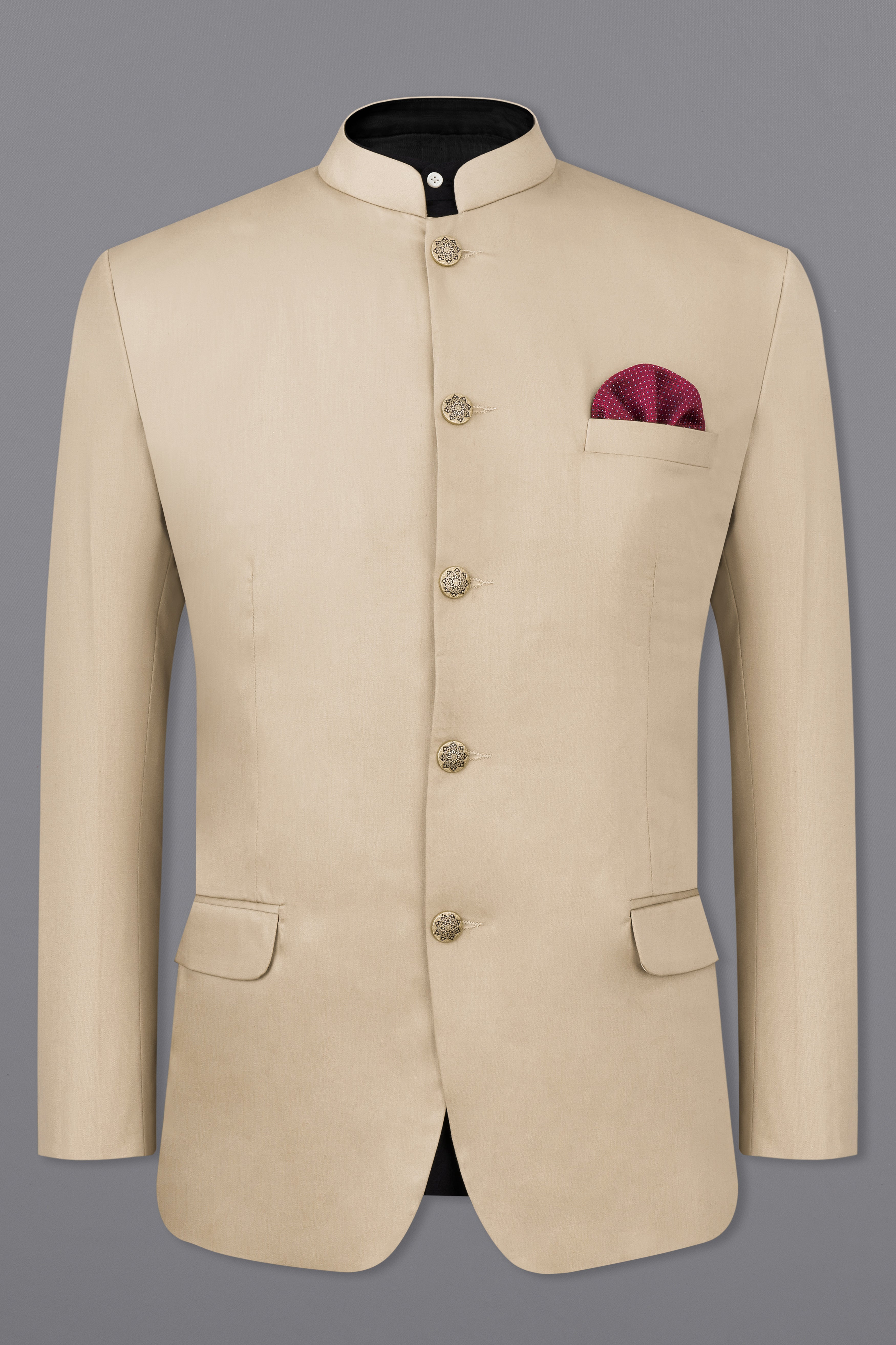 Hazelnut Subtle Sheen Wool rich Bandhgala/Mandarin Suit