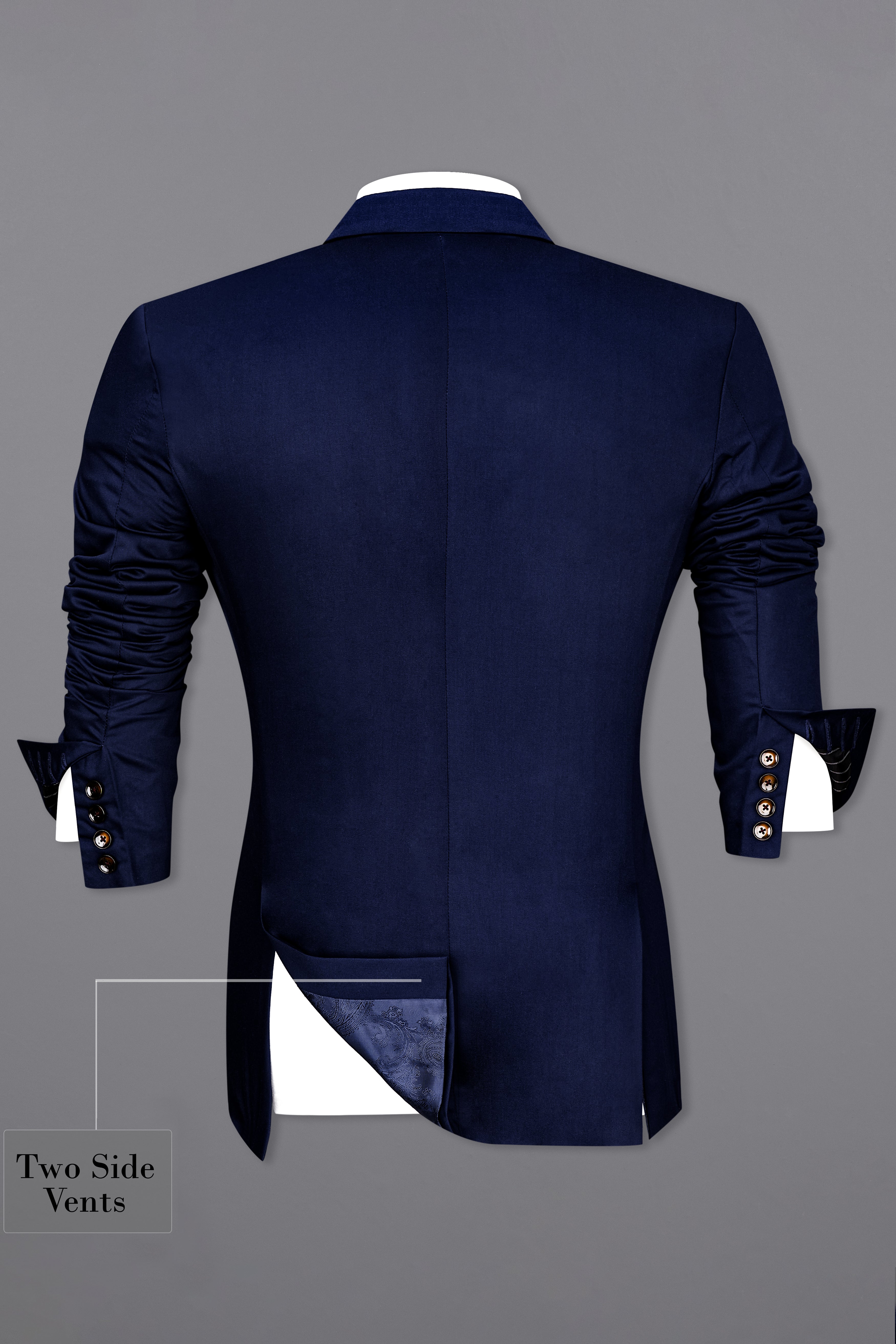 Space Blue Subtle Sheen Wool Rich Bandhgala/Mandarin Suit