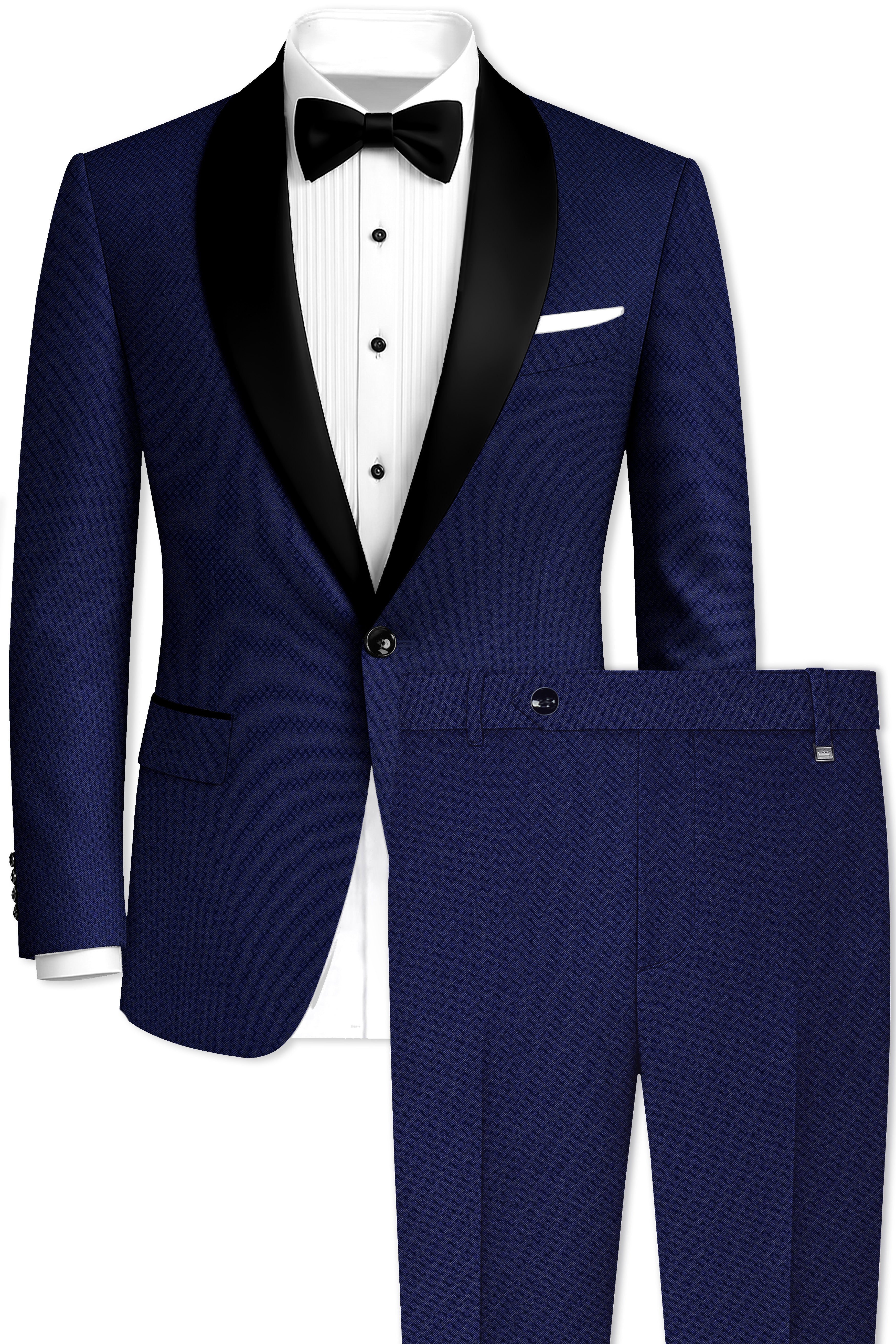 Port Gore Blue Subtle Textured Woolrich Tuxedo Suit