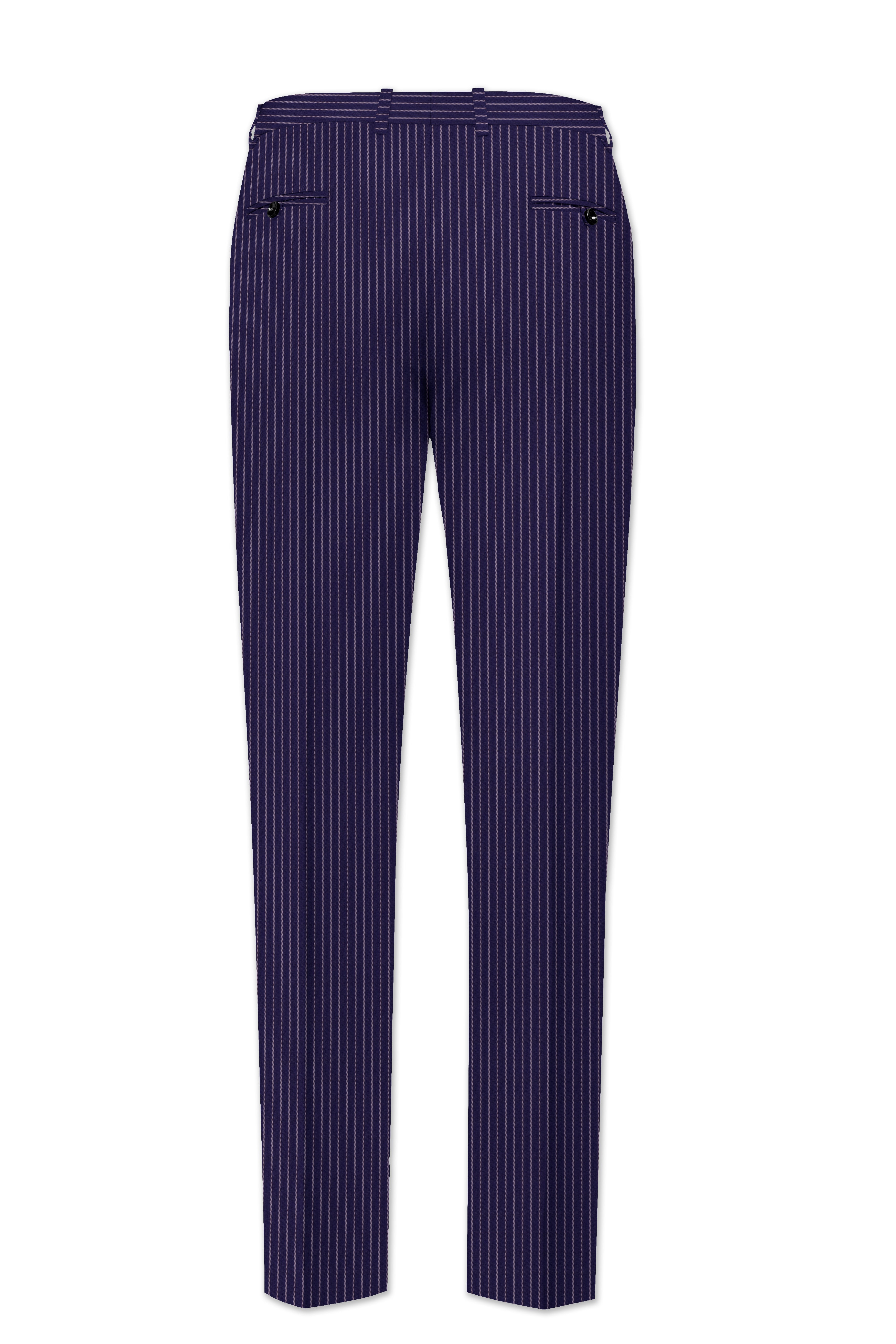 Martinique Blue with Prelude Striped Bandhgala/Mandarin Corduroy Premium Cotton Suit