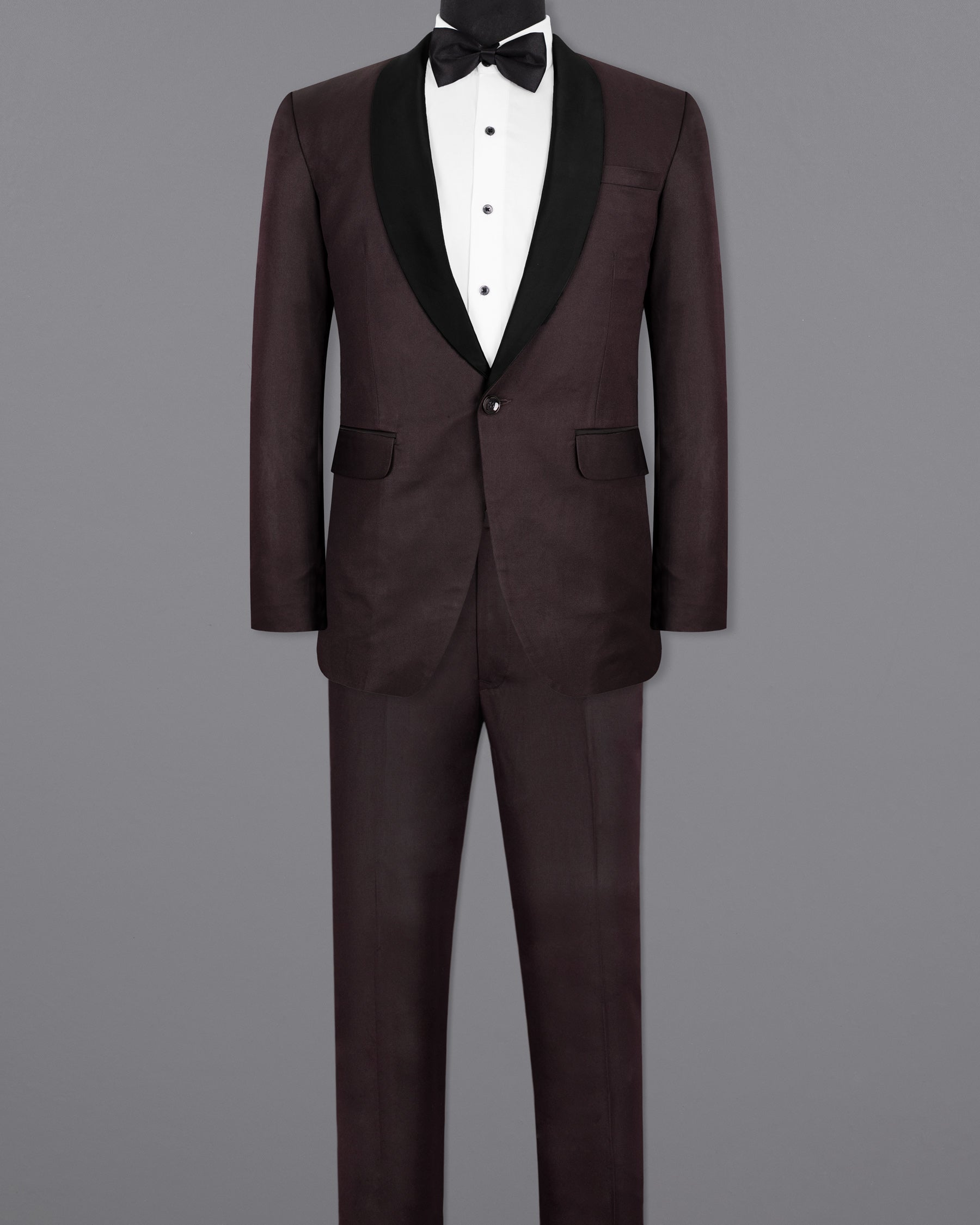 Aubergine Tuxedo Wool Rich Suit