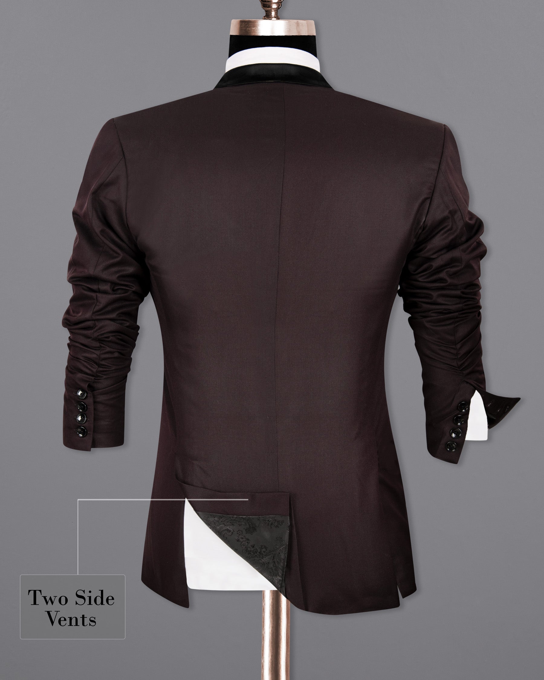 Aubergine Tuxedo Wool Rich Suit