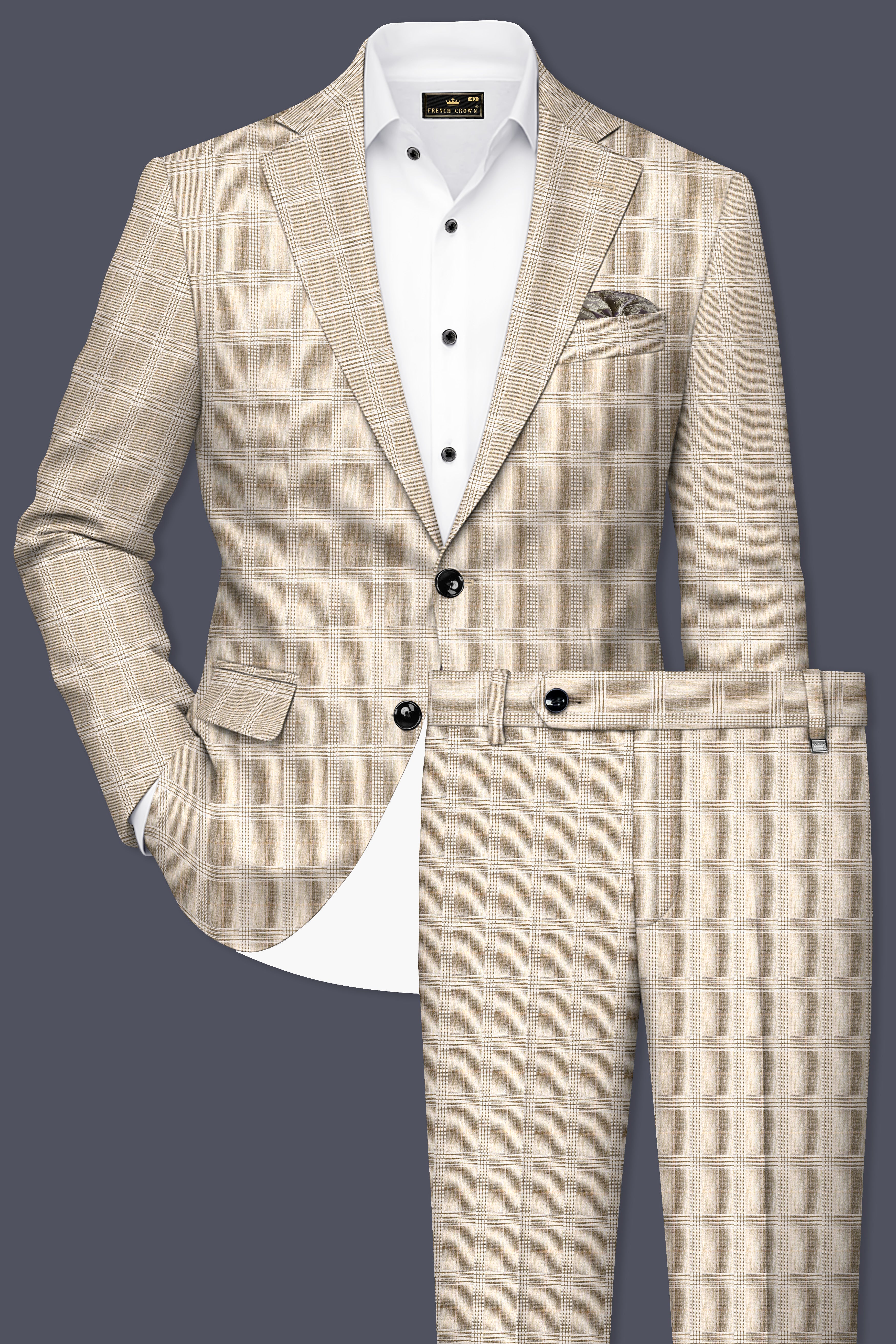 Mongoose Cream Plaid Wool Rich Sports Suit