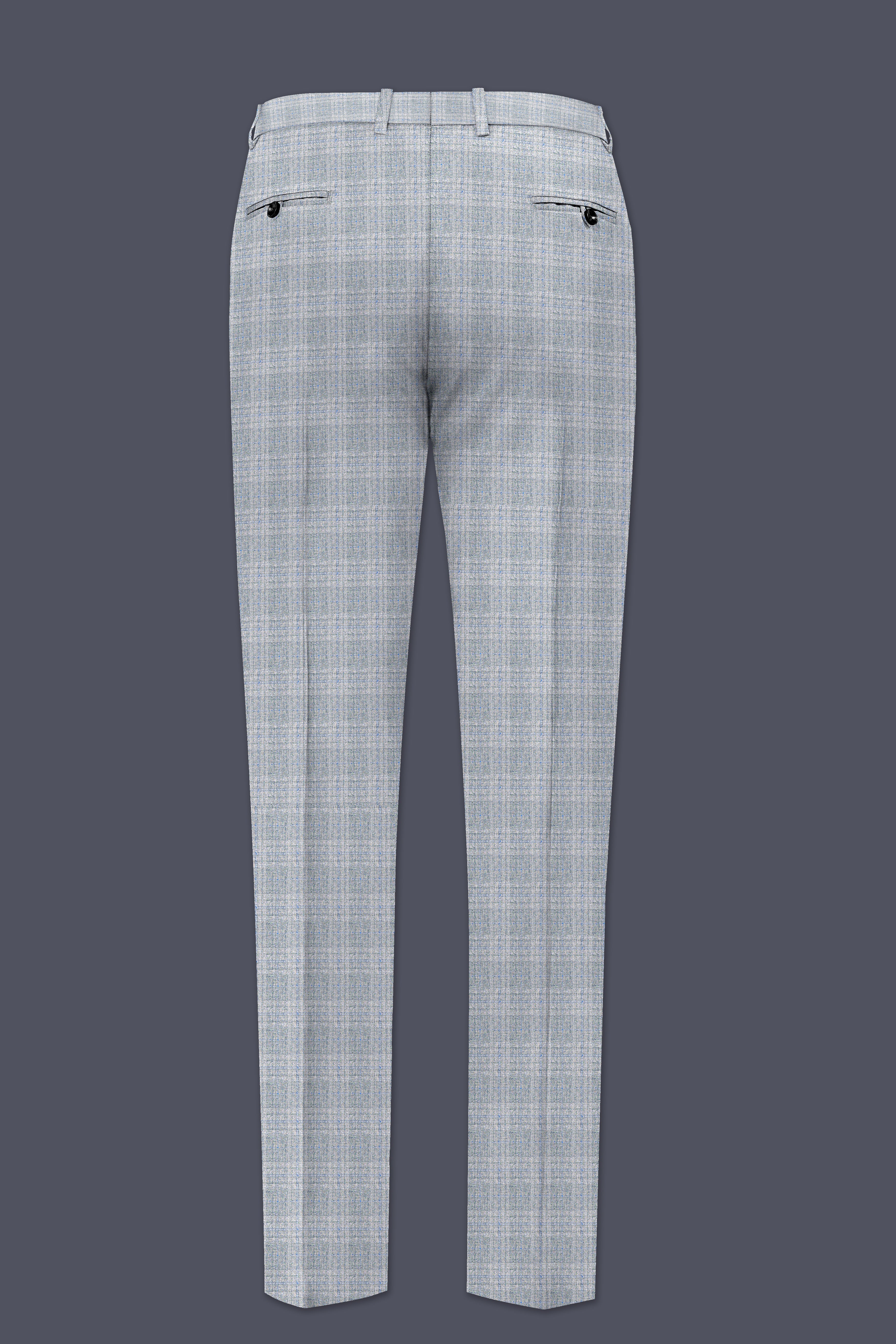 Nobel Grey Subtle Plaid Double-Breasted Wool Rich Suit