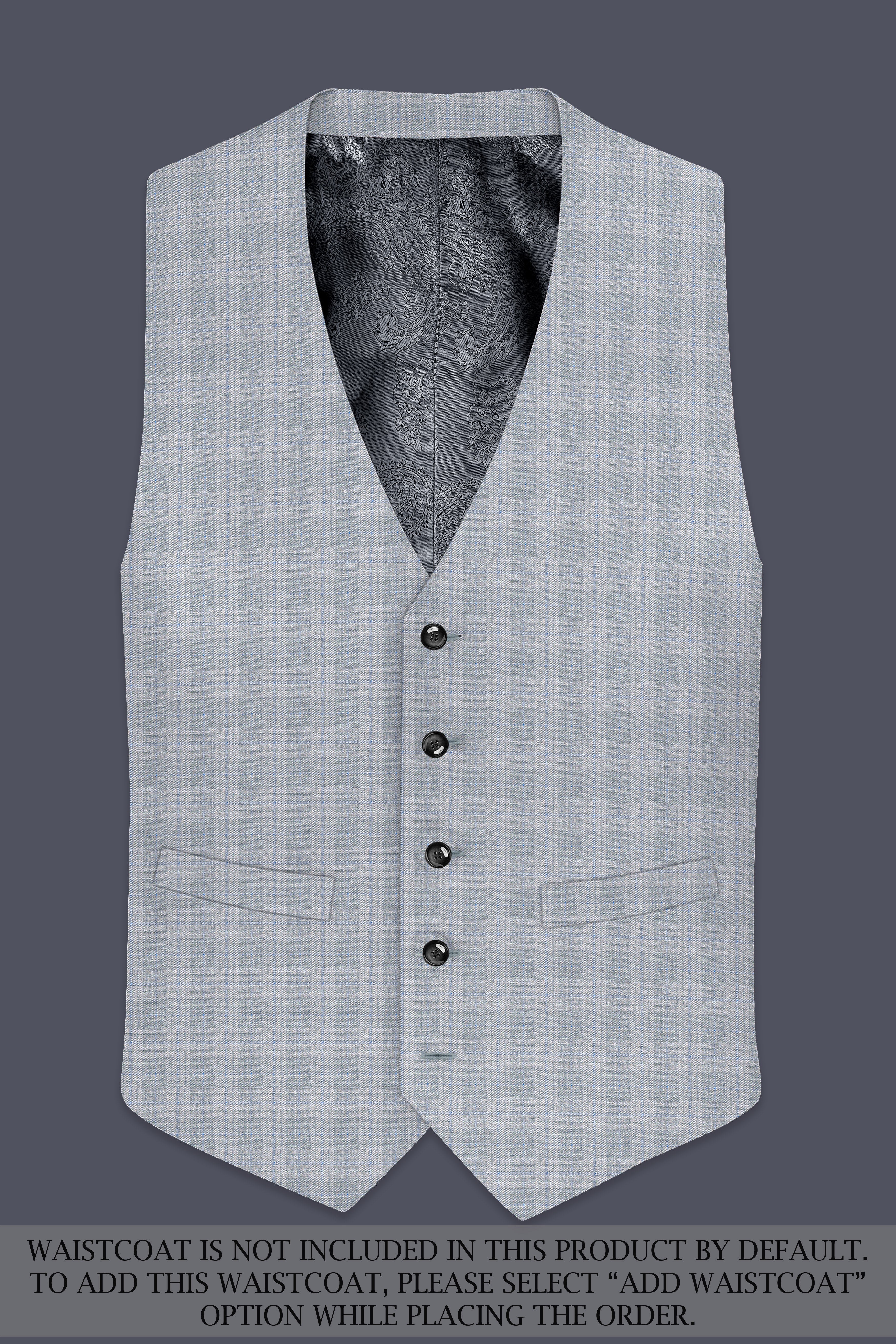 Nobel Grey Subtle Plaid Double-Breasted Wool Rich Suit