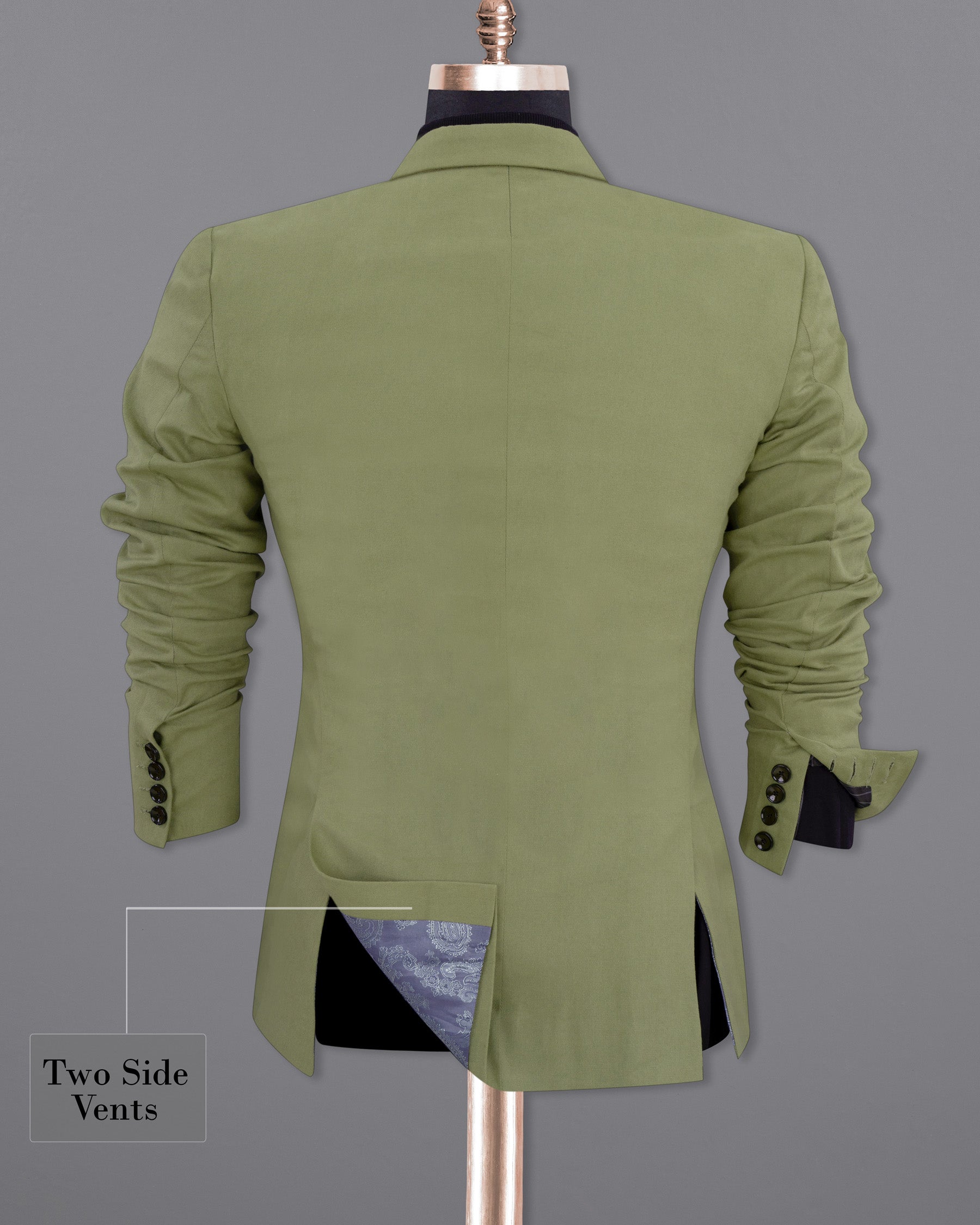 Kelp Green Heavyweight Double-Breasted Premium Cotton Suit