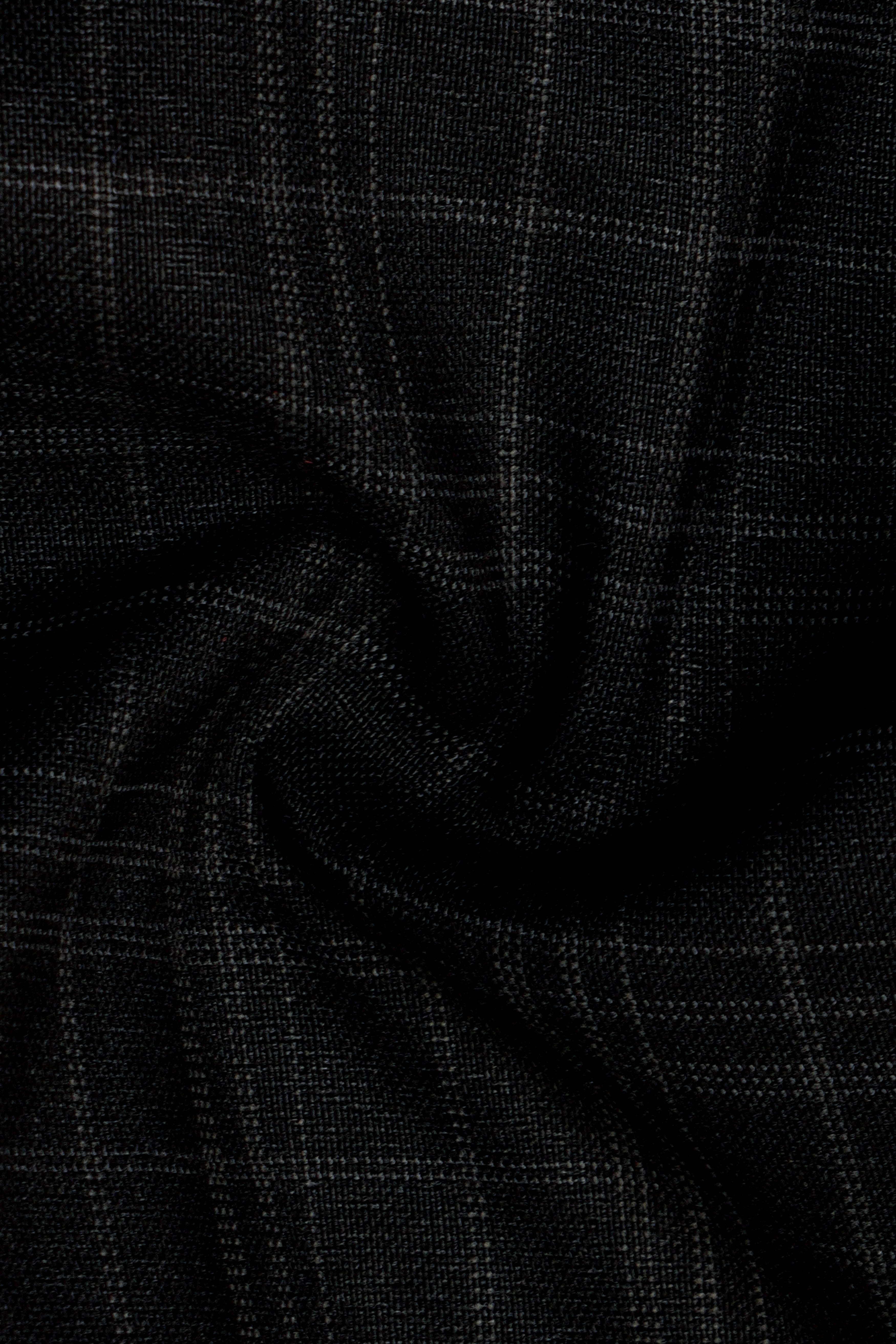 Star Dust and Shark Grey Plaid Cross Placket Bandhgala Wool rich Suit
