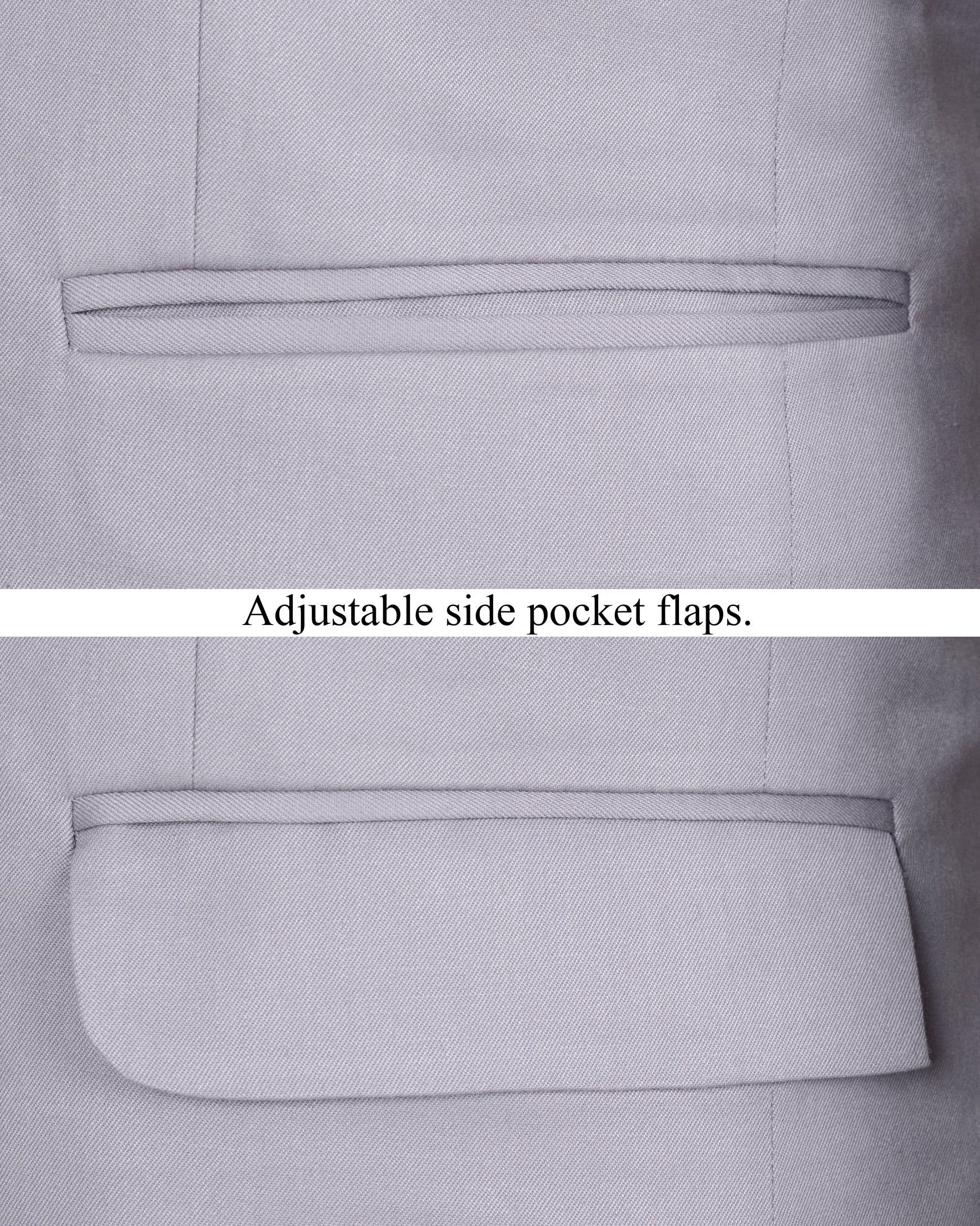 French Gray Cross Placket Bandhgala Wool rich Suit
