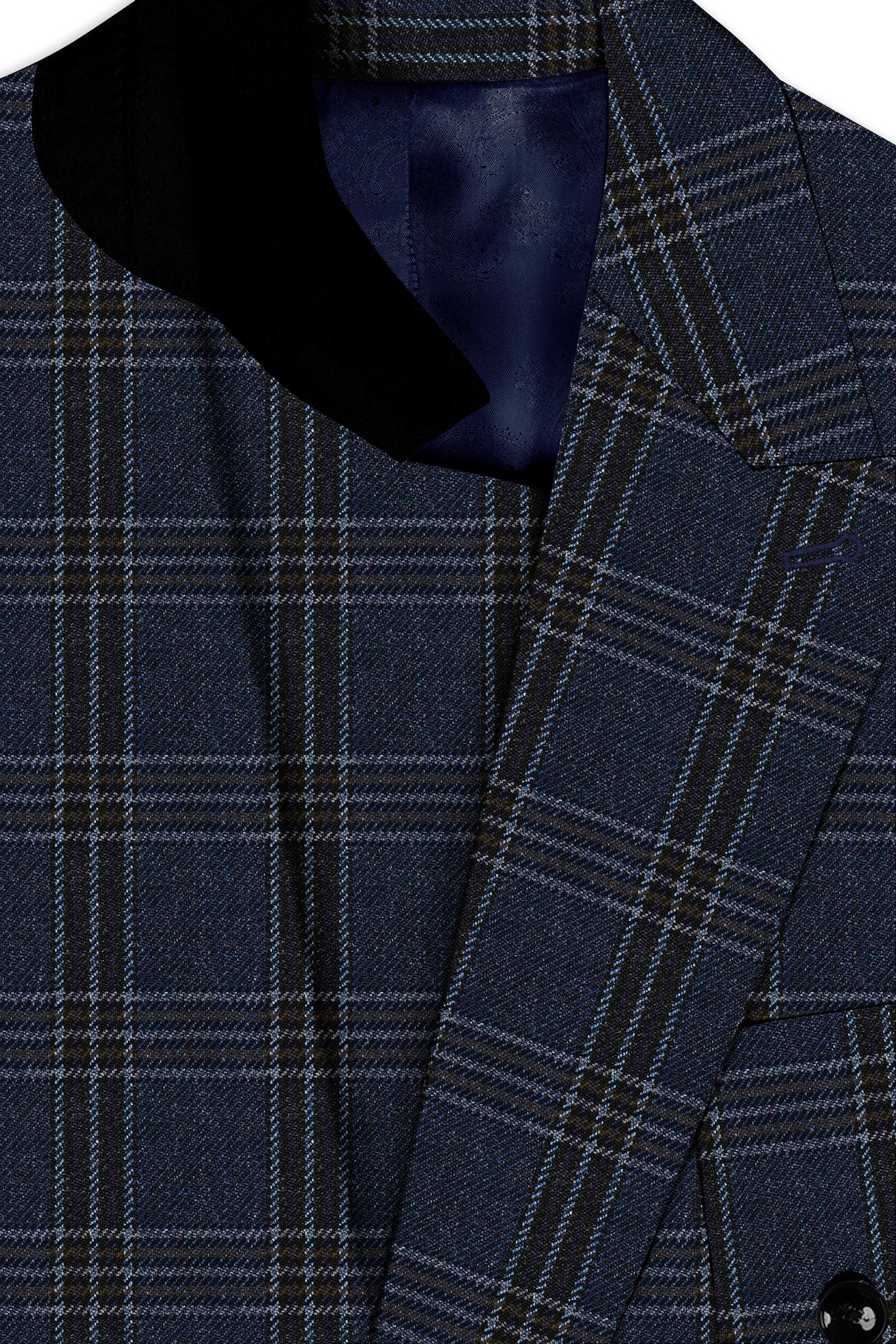 Licorice Blue Plaid heavyweight tweed Wool Rich Double Breasted Suit