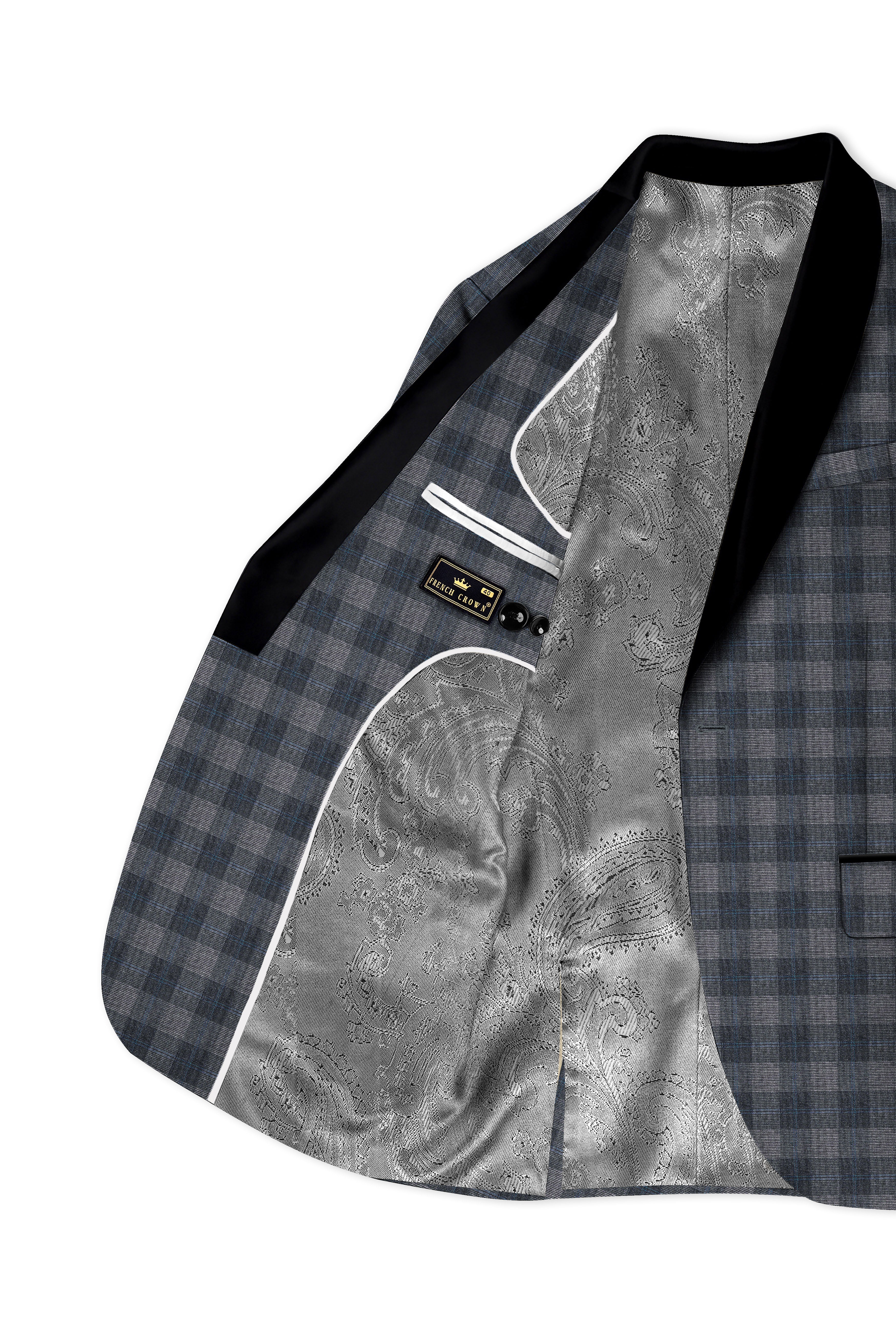 Nobel and Chicago Grey Plaid Wool Rich Tuxedo Suit