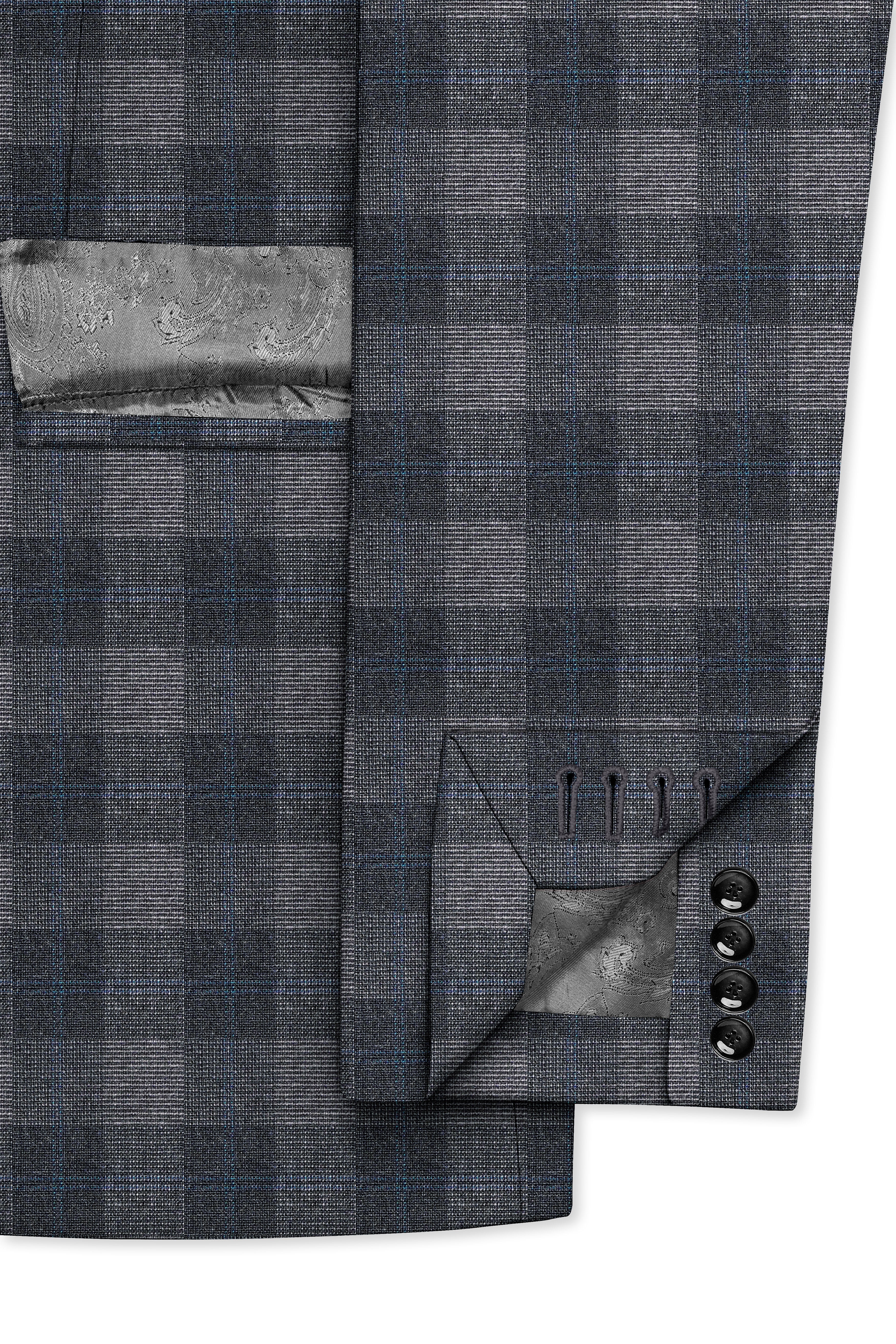 Nobel and Chicago Grey Plaid Wool Rich Tuxedo Suit