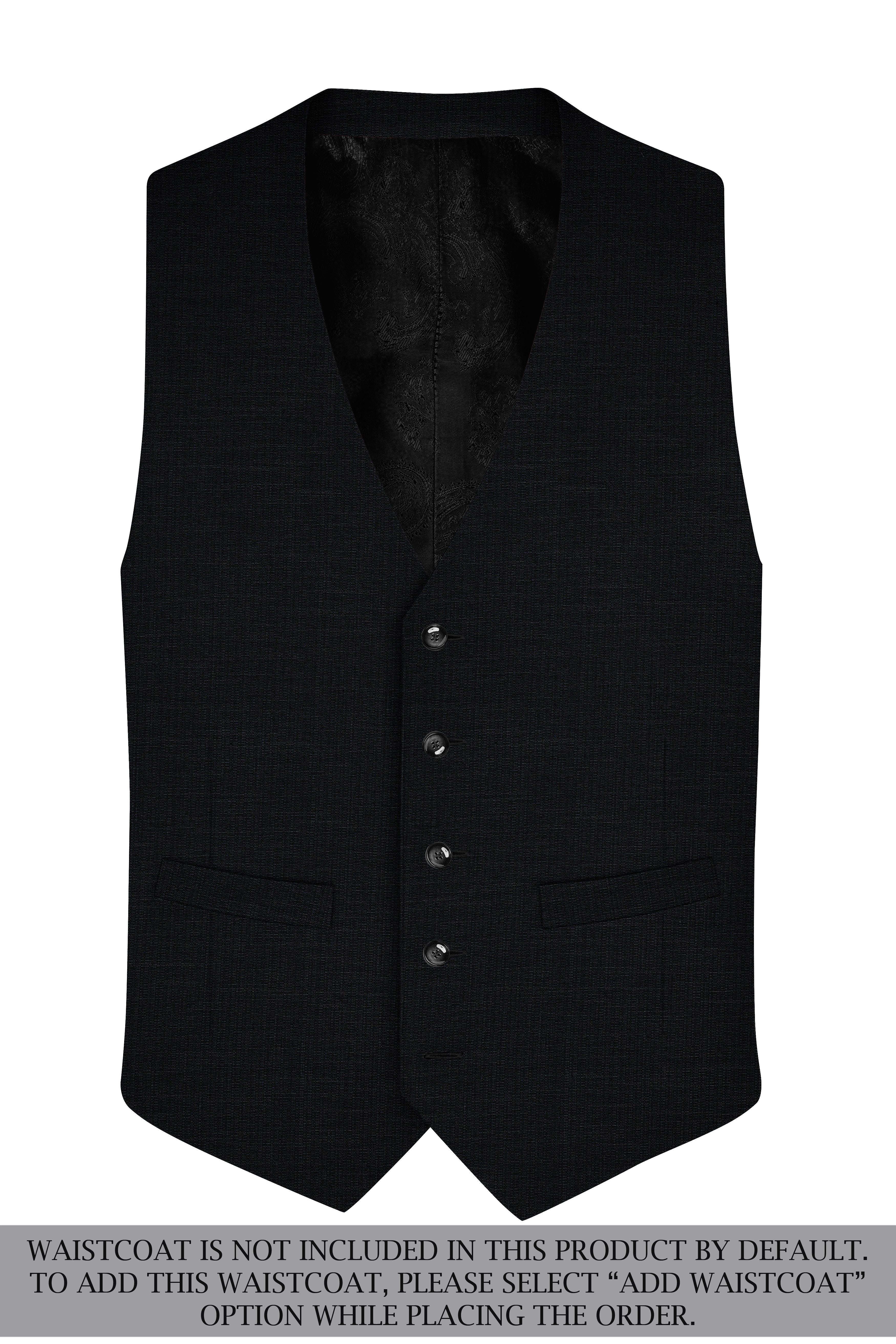Diesel Black Cross Placket Wool Rich Bandhgala Suit