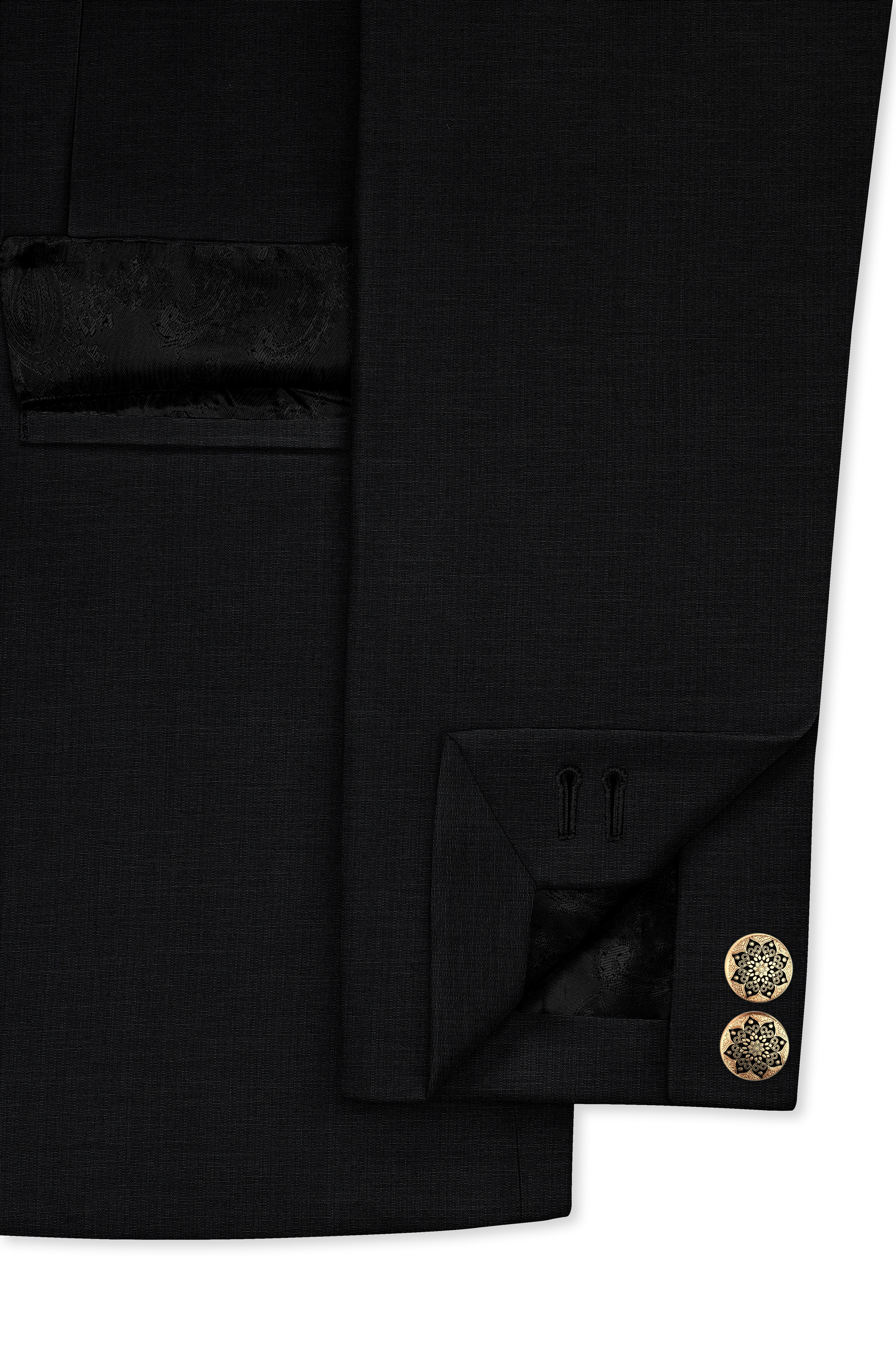 Diesel Black Cross Placket Wool Rich Bandhgala Suit