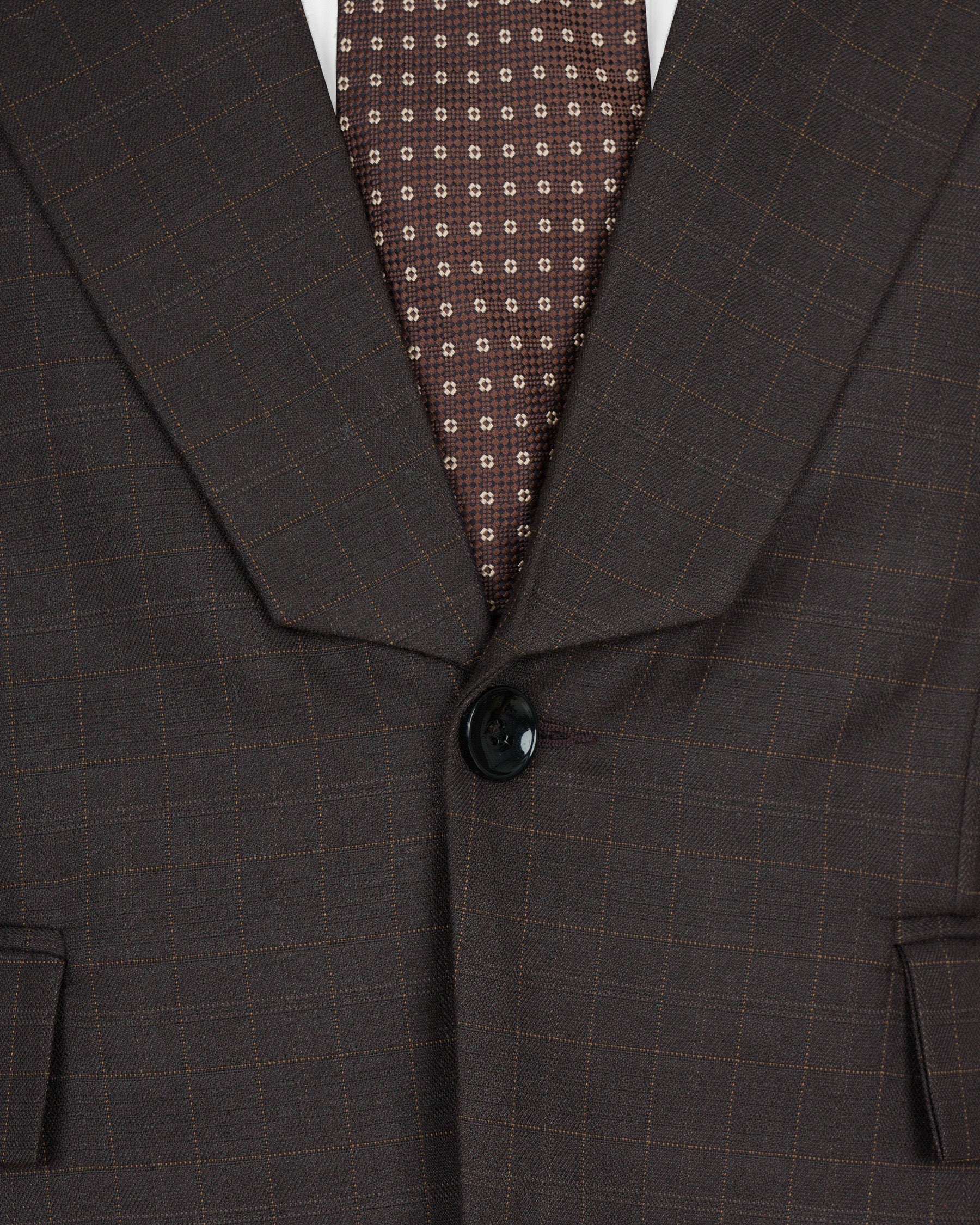 Brown Plaid Wool Rich Suit