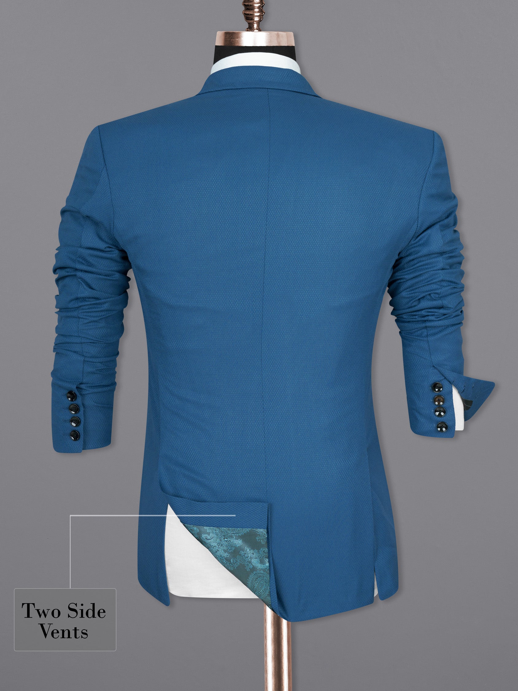Orient Blue Diamond Textured Woolrich Suit