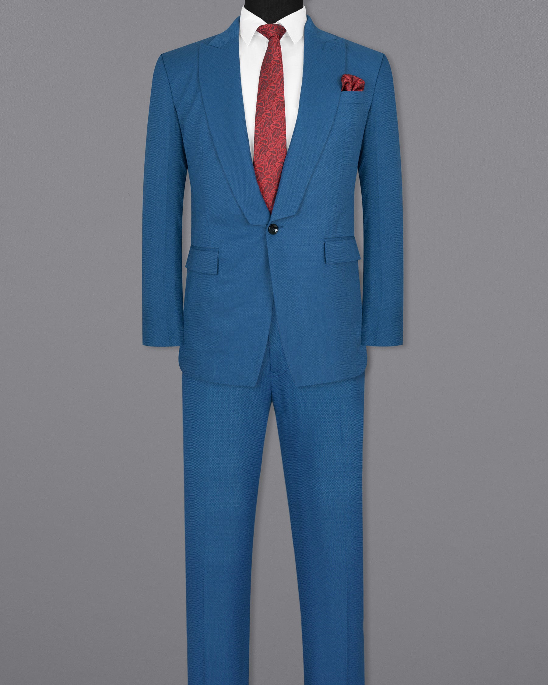 Orient Blue Diamond Textured Woolrich Suit