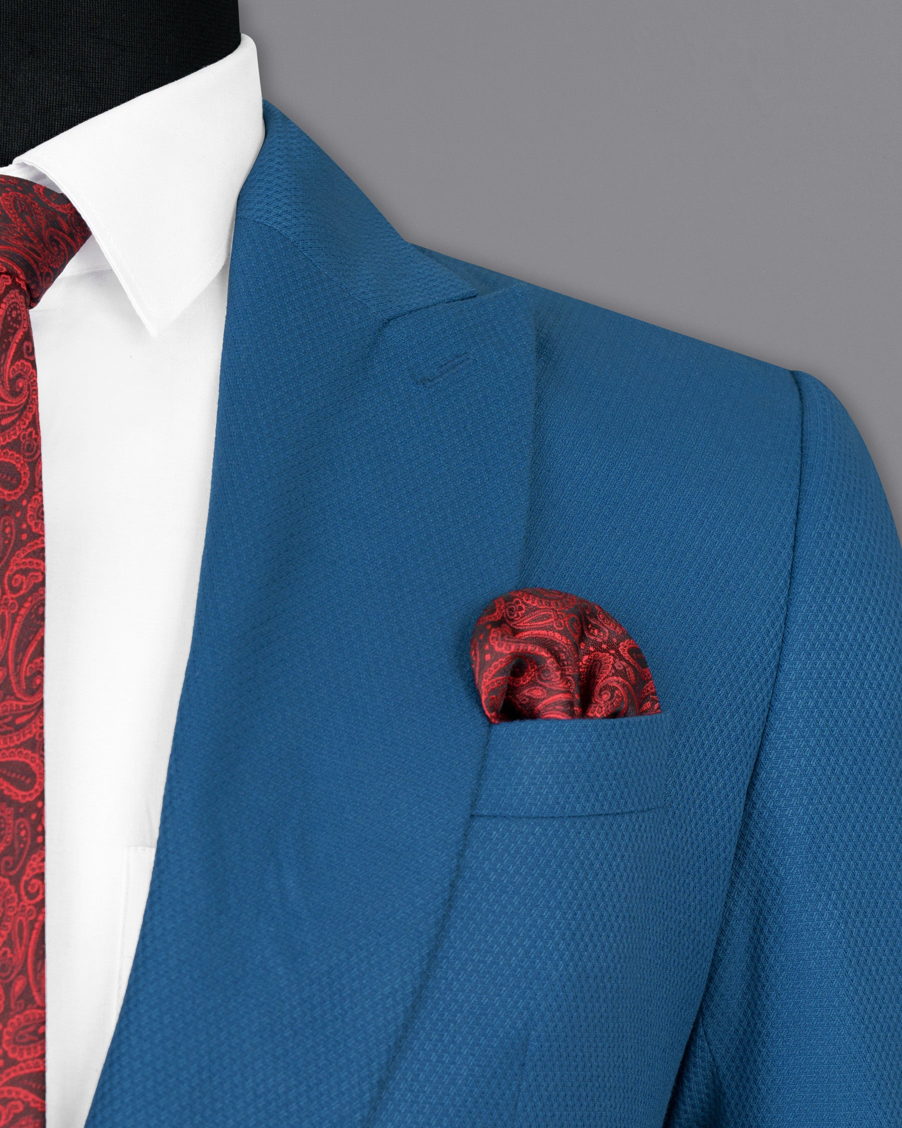 Orient Blue Diamond Textured Woolrich Suit