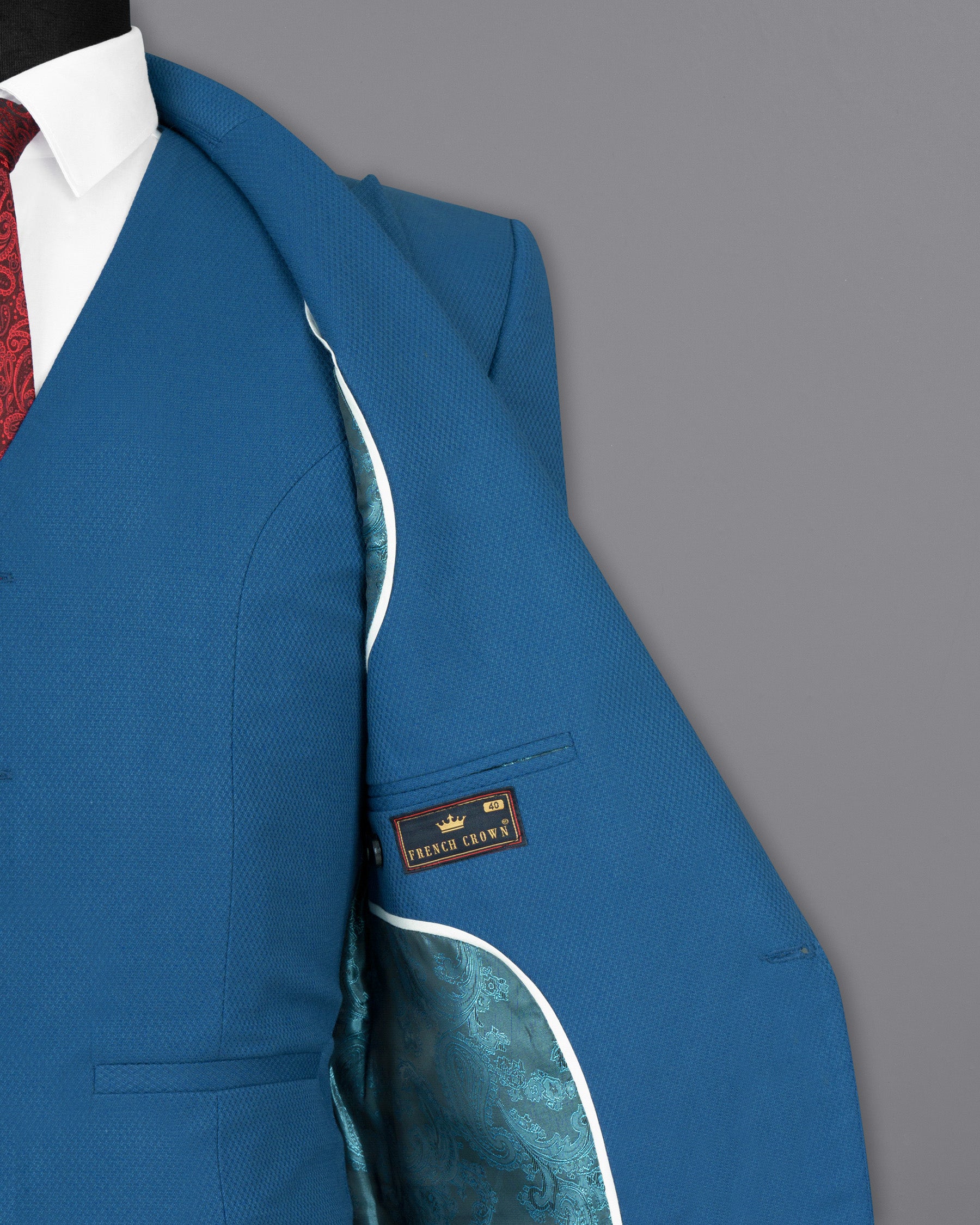 Orient Blue Diamond Textured Woolrich Suit