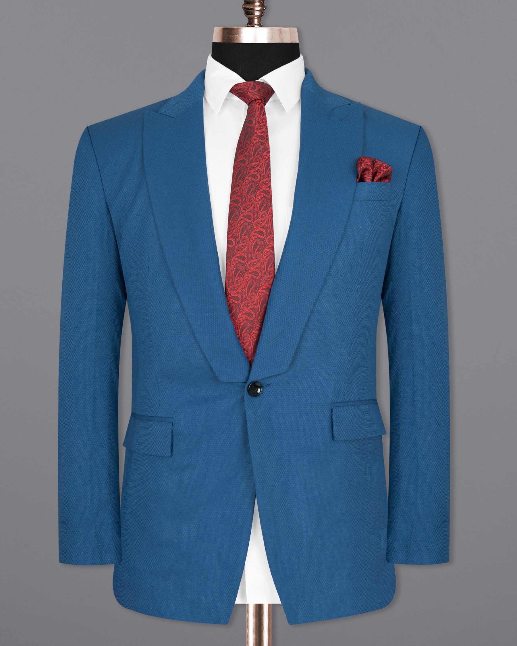 Orient Blue Diamond Textured Woolrich Suit